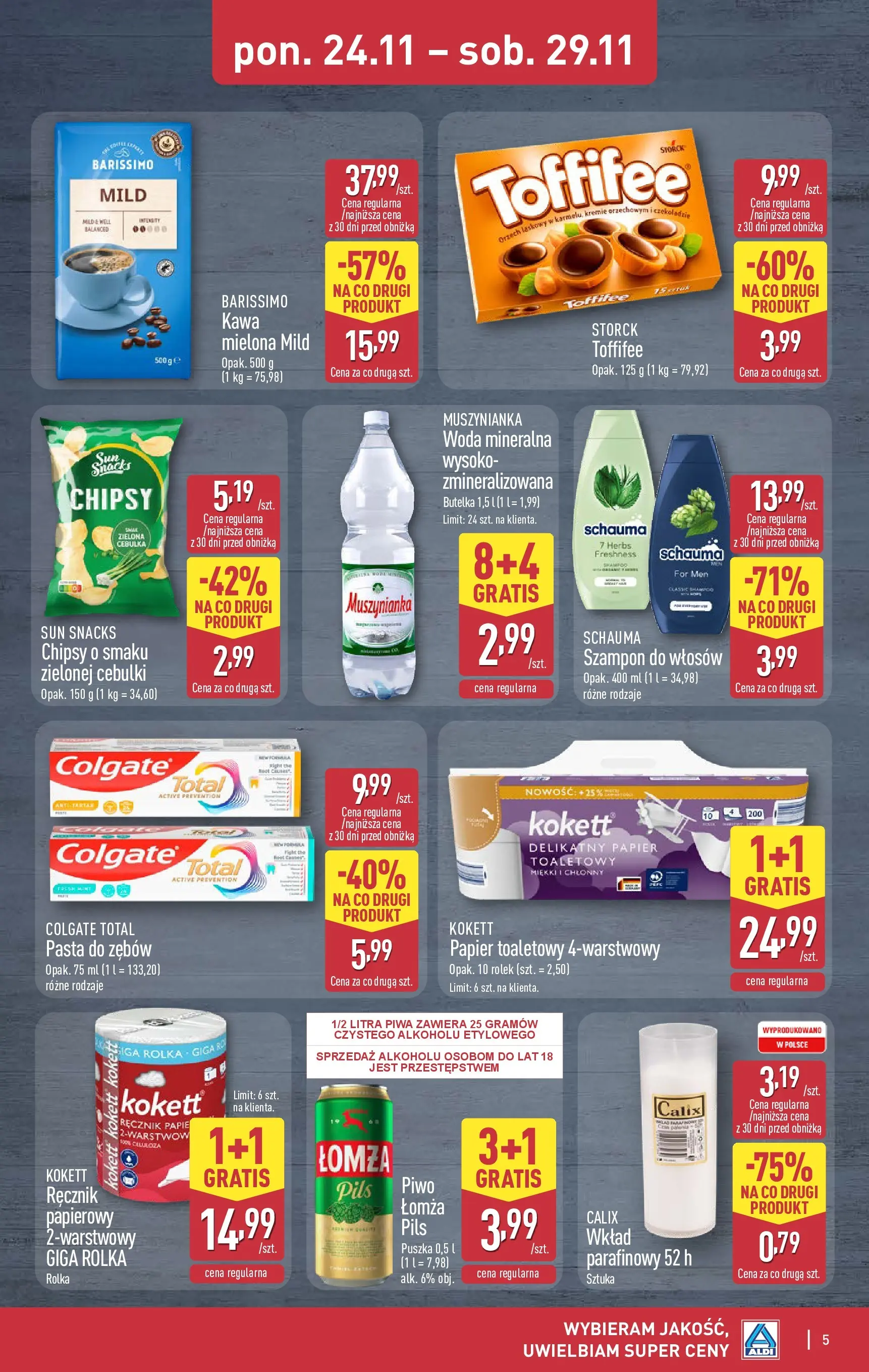 Aldi Gazetka - Okazje na weekend od 27.11.2025 - Ulotka PDF, promocje | Strona: 5 | Produkty: Muszynianka, Toffifee, Kawa, Woda