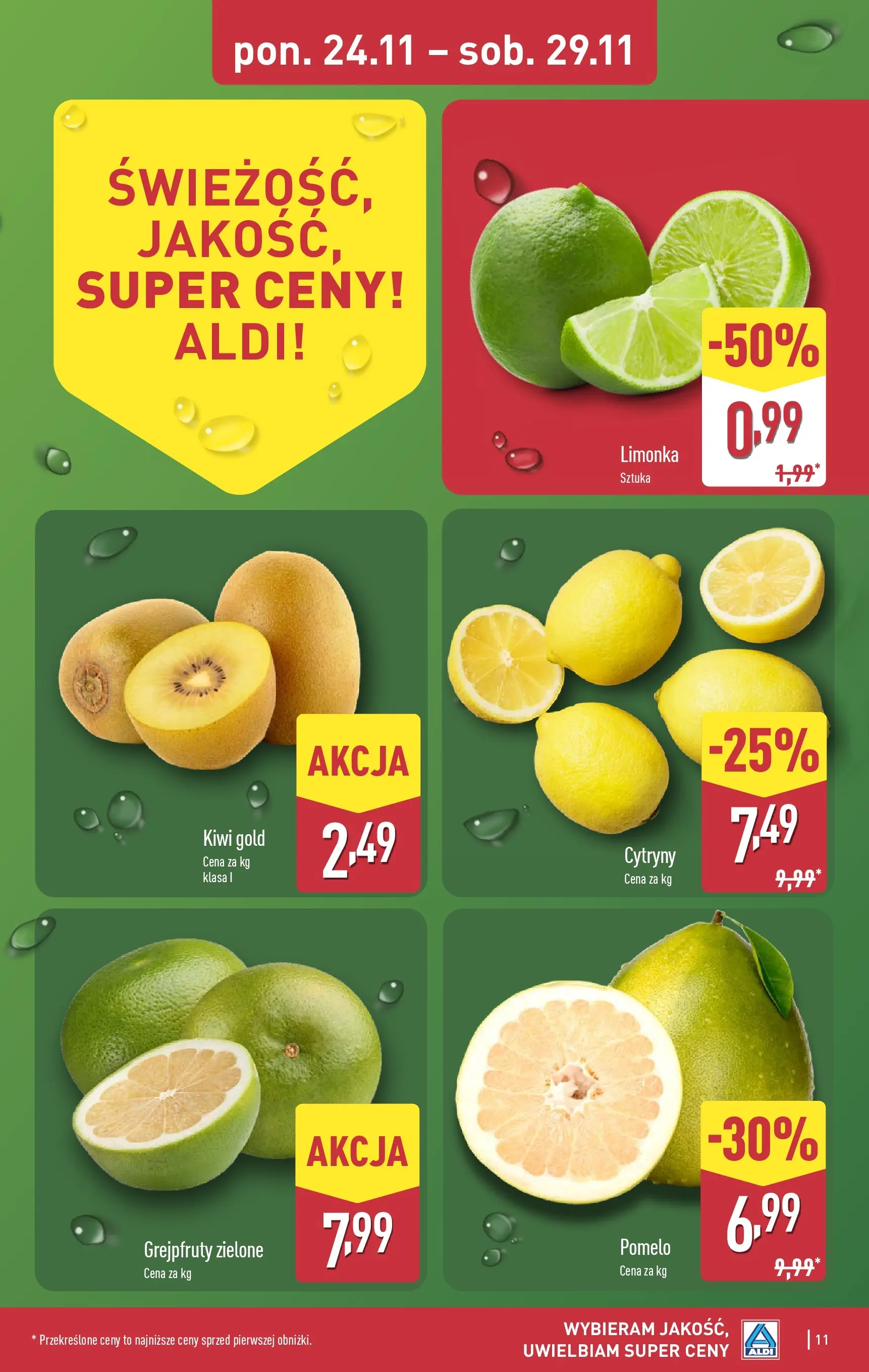 Aldi Gazetka - Okazje na weekend od 27.11.2025 - Ulotka PDF, promocje | Strona: 11 | Produkty: Limonka, Pomelo, Cytryny, Kiwi