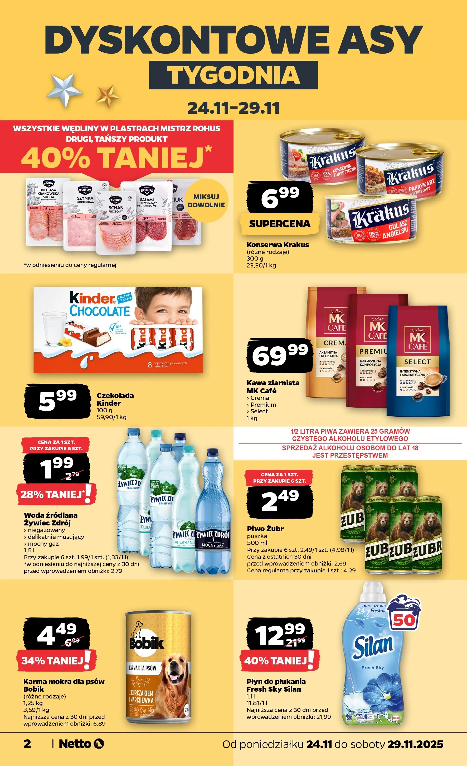 Netto - NETTO T48A ważne do 29.11 od 23.11.2025 - Aktualne promocje | Strona: 2 | Produkty: Woda źródlana, Szynka, Czekolada, Wędliny