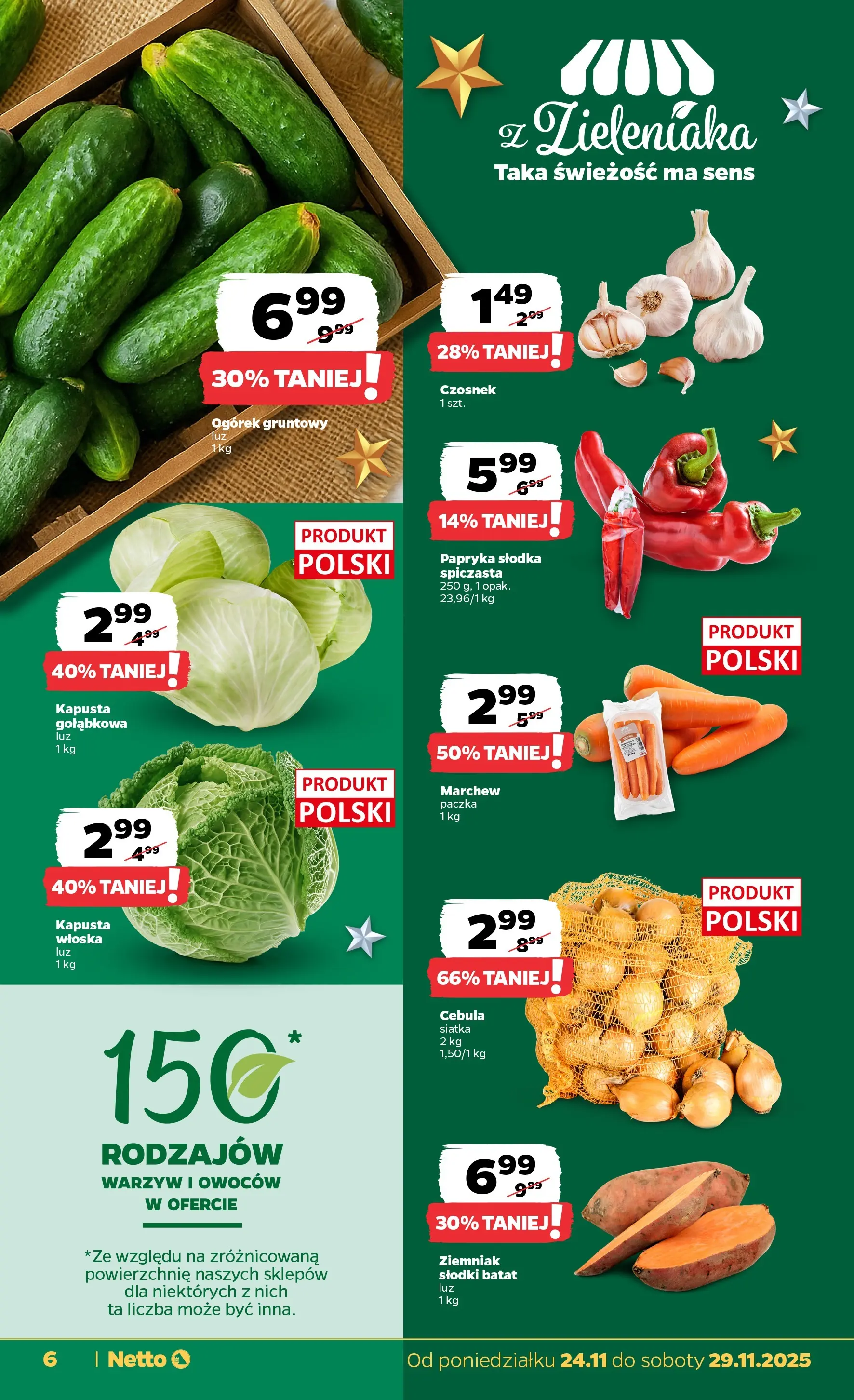 Netto - NETTO T48A ważne do 29.11 od 23.11.2025 - Aktualne promocje | Strona: 6 | Produkty: Czosnek, Kapusta, Batat, Siatka
