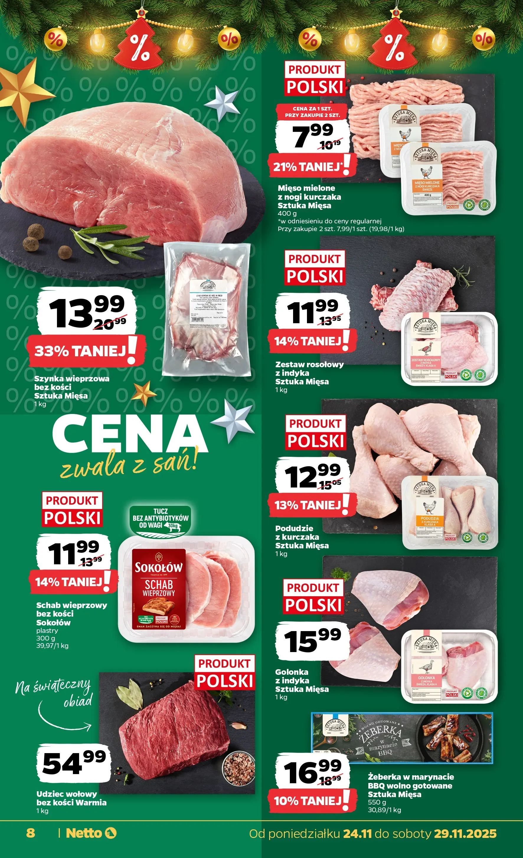 Netto - NETTO T48A ważne do 29.11 od 23.11.2025 - Aktualne promocje | Strona: 8 | Produkty: Schab, Mięso, Szynka wieprzowa, Mięso mielone