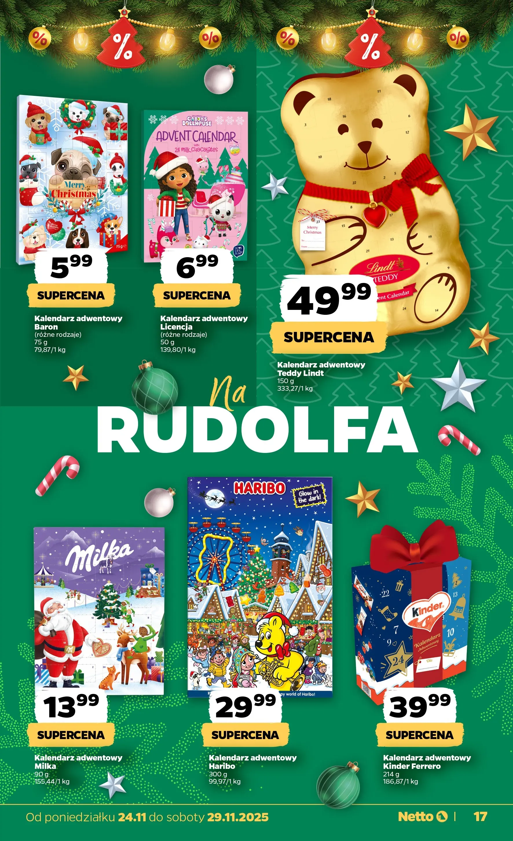Netto - NETTO T48A ważne do 29.11 od 23.11.2025 - Aktualne promocje | Strona: 17 | Produkty: Kalendarz adwentowy, Kalendarz, Milka