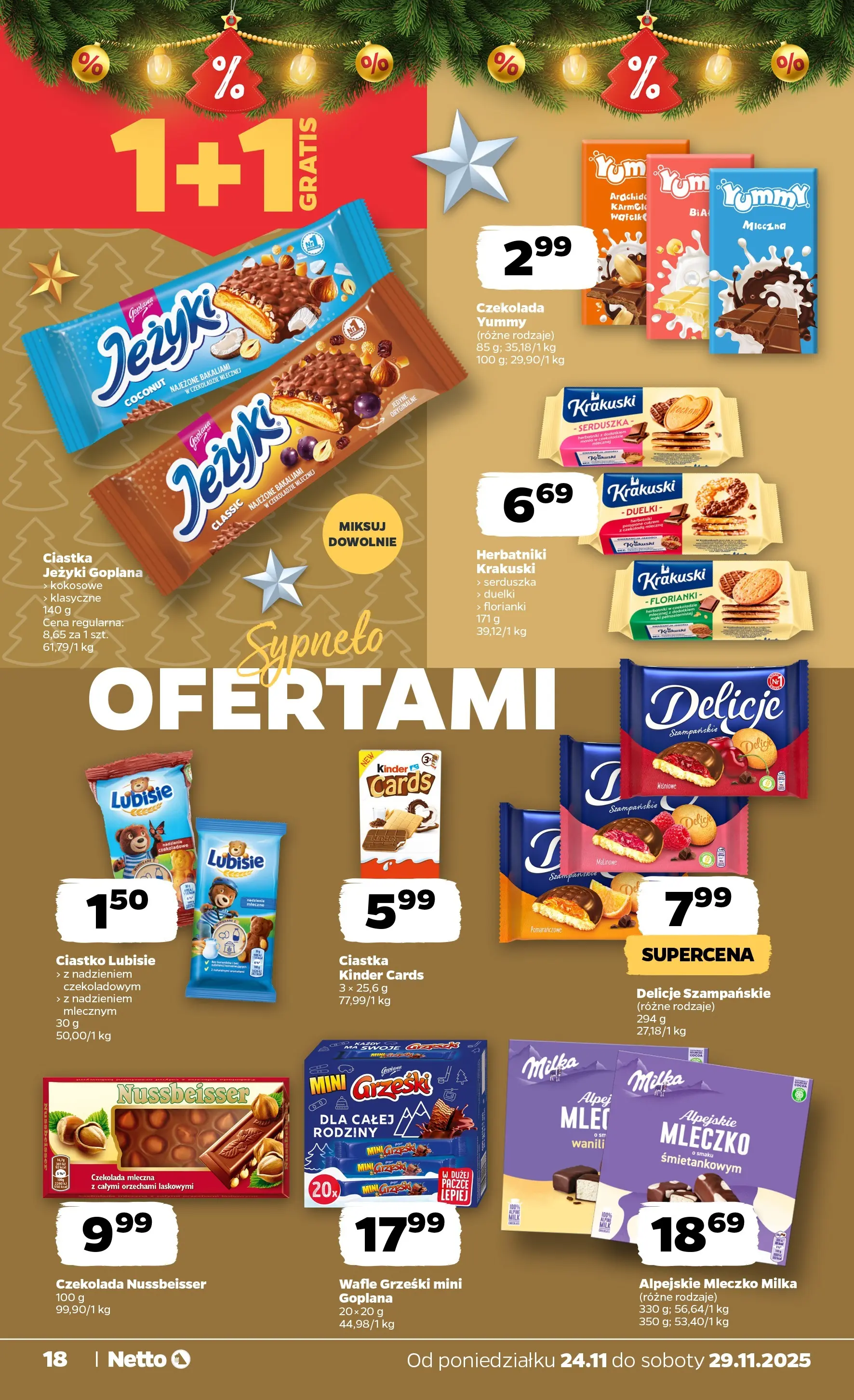 Netto - NETTO T48A ważne do 29.11 od 23.11.2025 - Aktualne promocje | Strona: 18 | Produkty: Czekolada mleczna, Herbatniki, Ciastka, Kinder cards