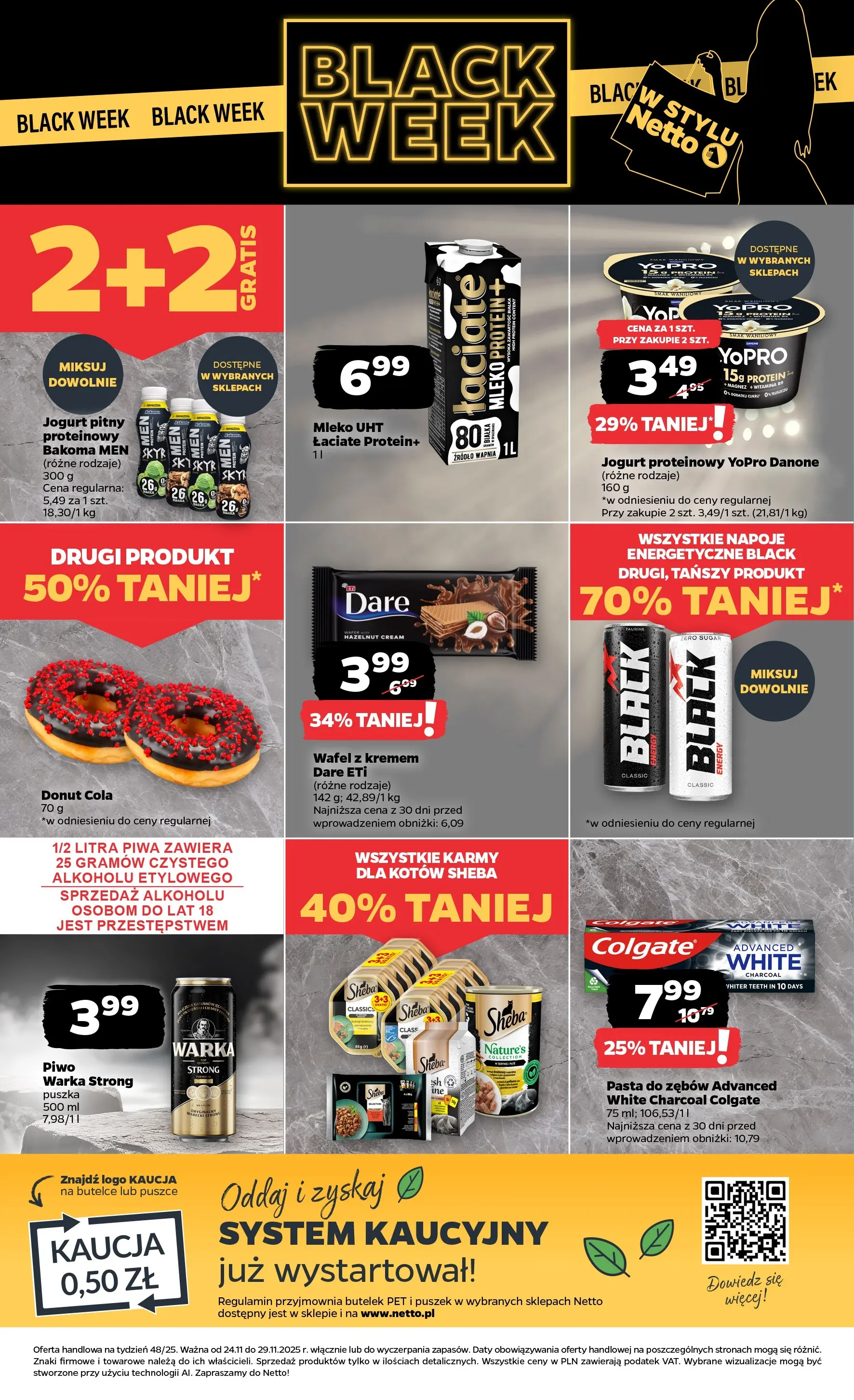 Netto - NETTO T48A ważne do 29.11 od 23.11.2025 - Aktualne promocje | Strona: 31 | Produkty: Jogurt pitny, Warka, Donut, Jogurt