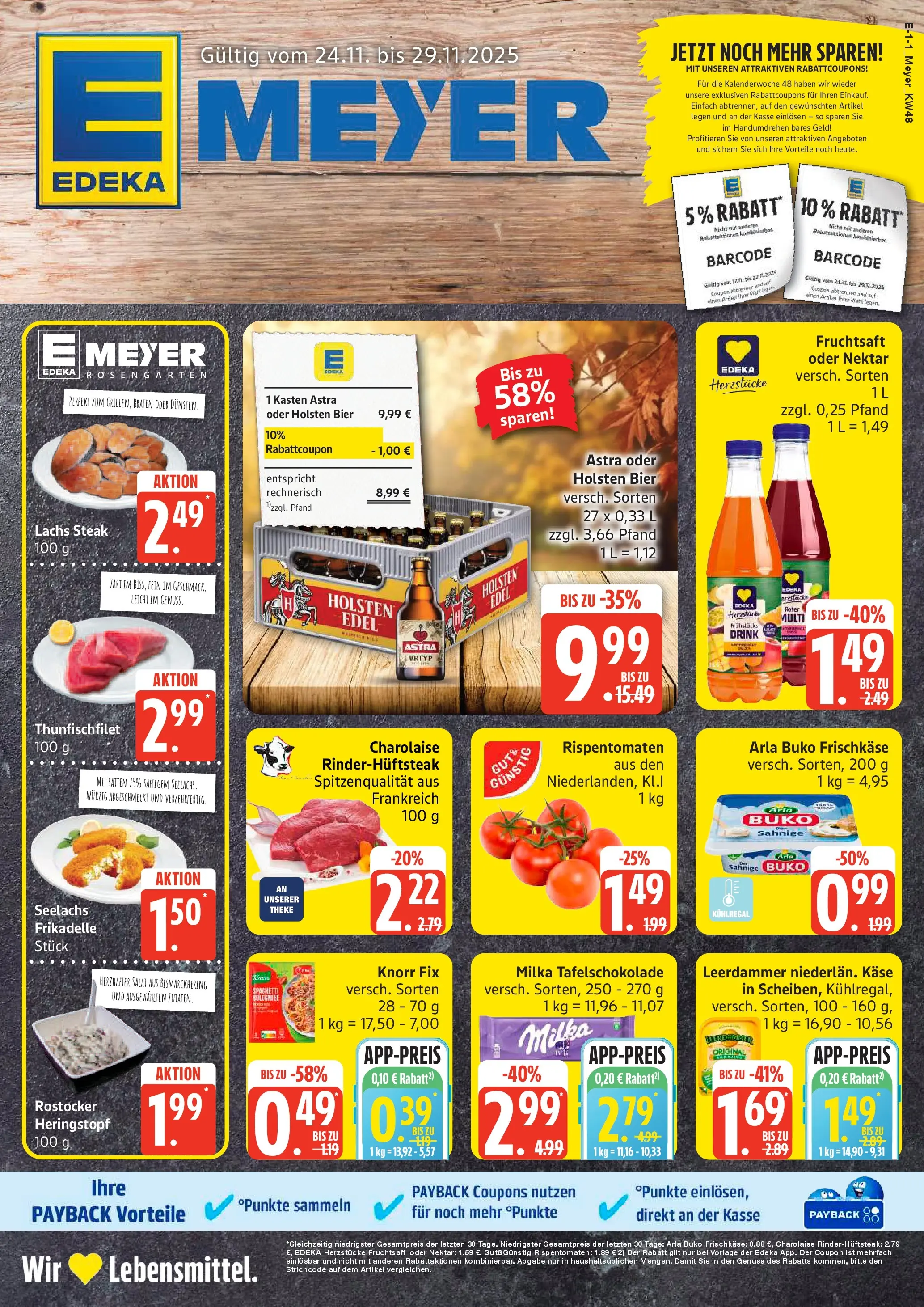 Edeka prospekt Seevetal	 (ab 23.11.2025) » Angebote Online | Seite: 1 | Produkte: Milka, Leerdammer, Lachs, Arla buko