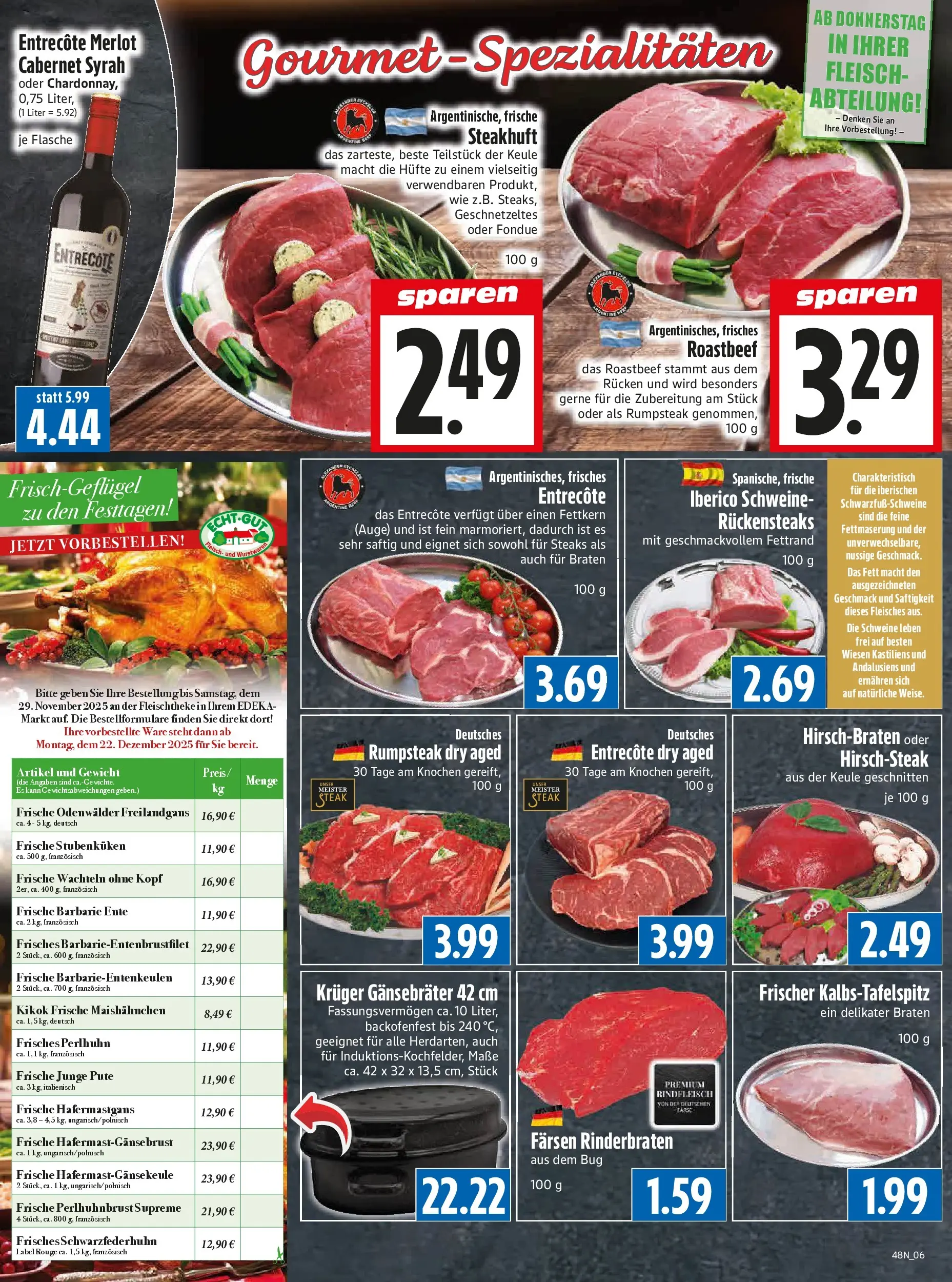 Entdecke - Edeka Hahner: Wochenangebote (ab 23.11.2025) zum Blättern | Seite: 8 | Produkte: Entrecote, Steak, Fleisch, Ente