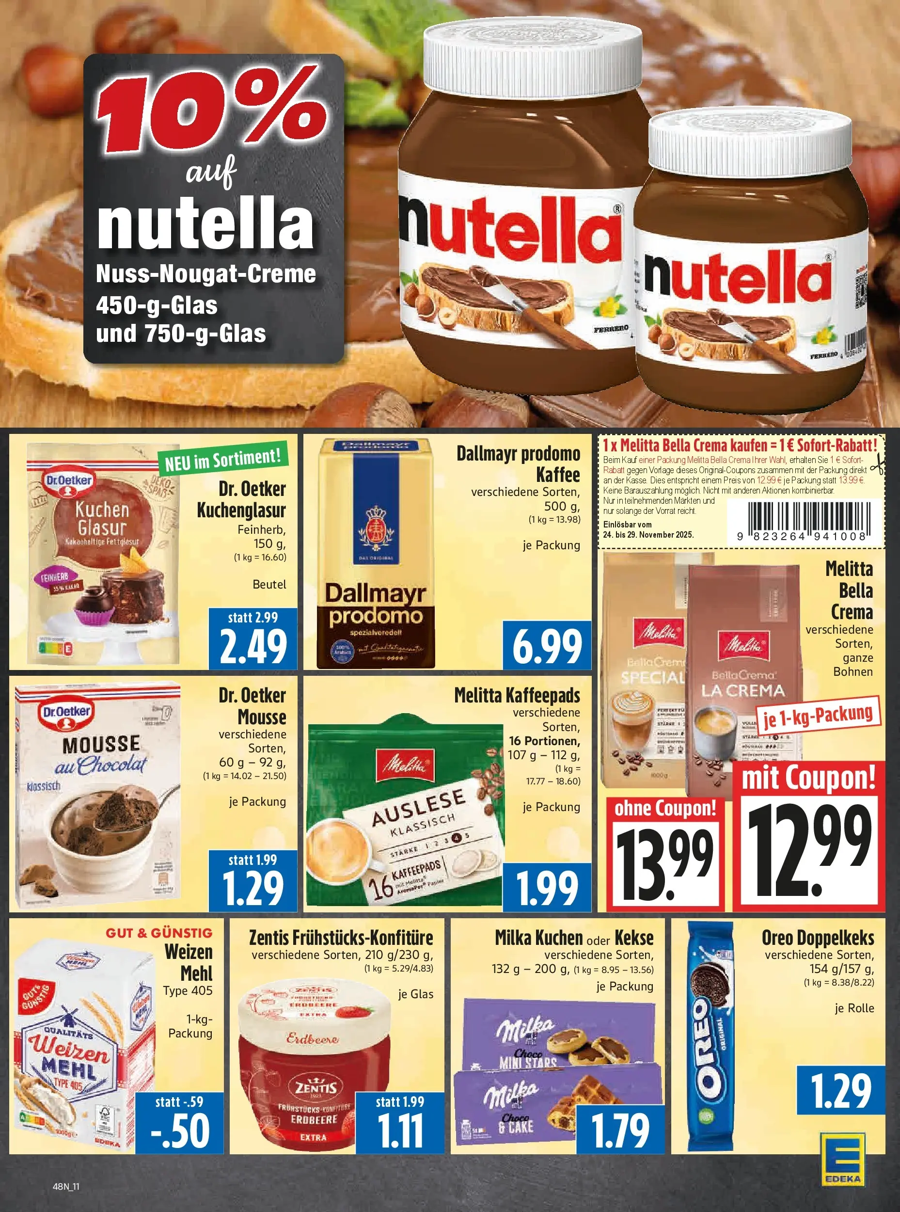 Entdecke - Edeka Hahner: Wochenangebote (ab 23.11.2025) zum Blättern | Seite: 13 | Produkte: Milka, Nutella, Kuchen, Kekse