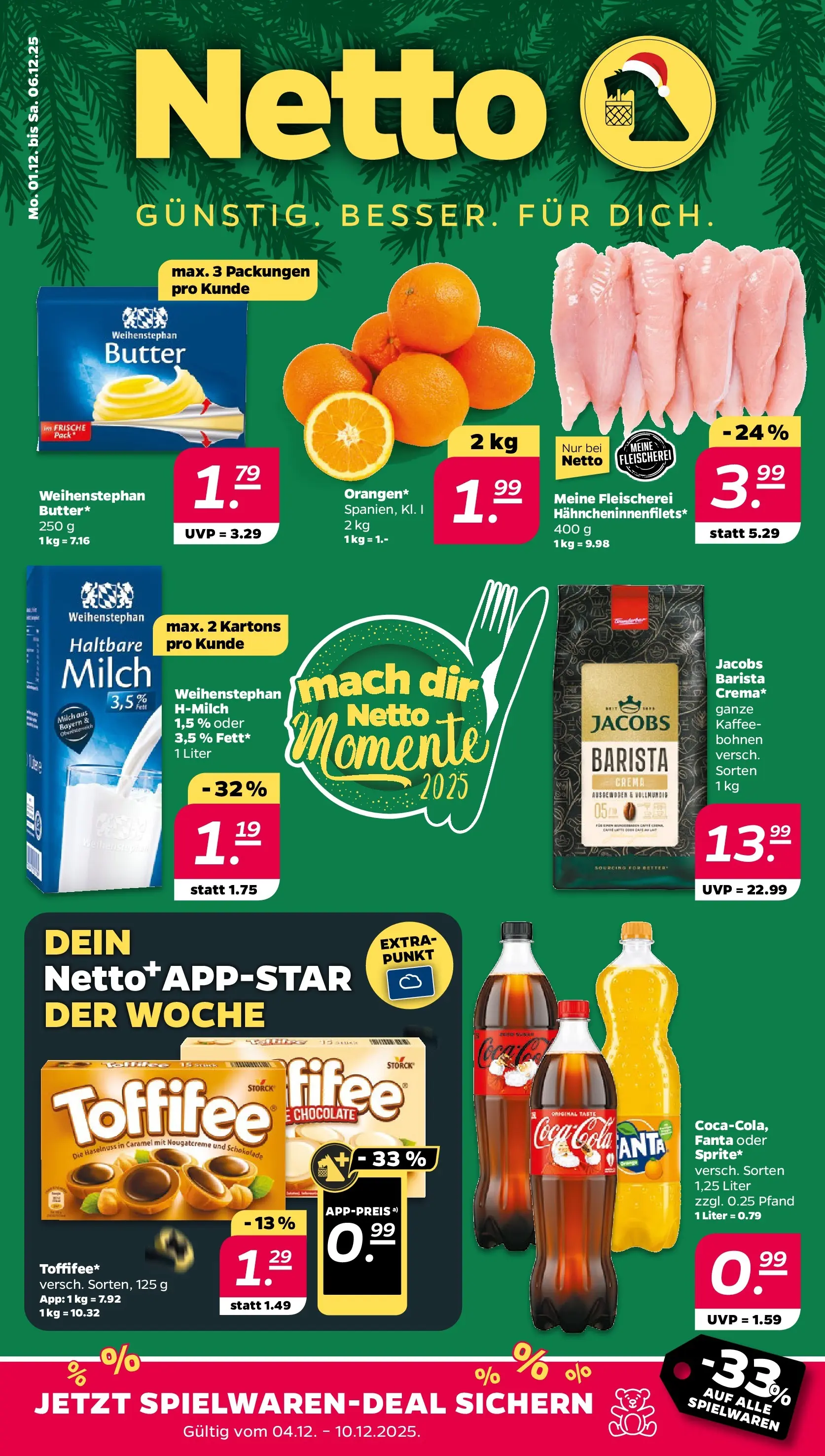 Netto - Netto APS : Wochenangebote ab 30.11.2025 → Angebote nächste Woche | Seite: 1 | Produkte: Coca cola, Fanta, Cola, Milch