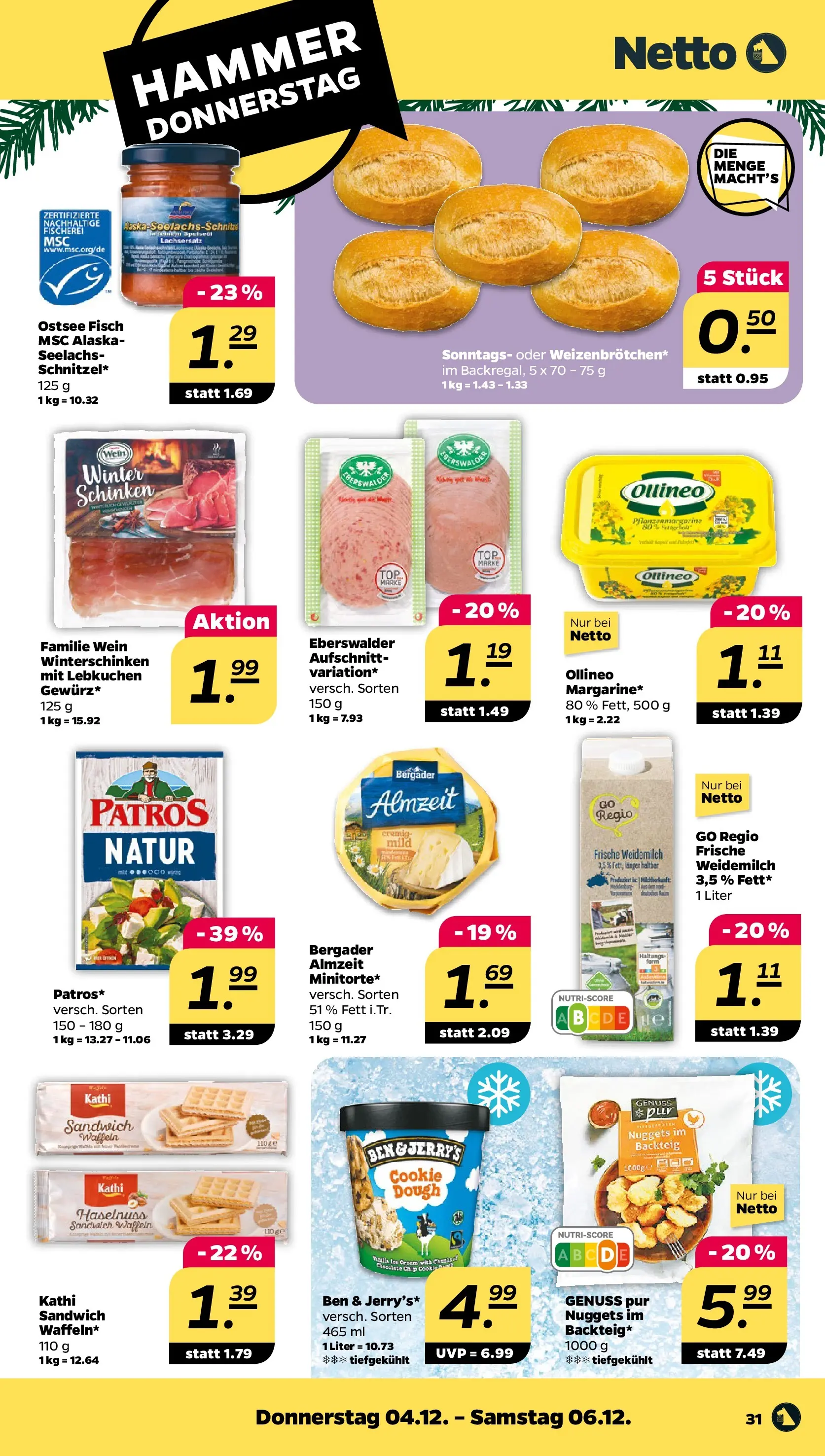 Netto - Netto APS : Wochenangebote ab 30.11.2025 → Angebote nächste Woche | Seite: 33 | Produkte: Patros, Fisch, Schinken, Wein