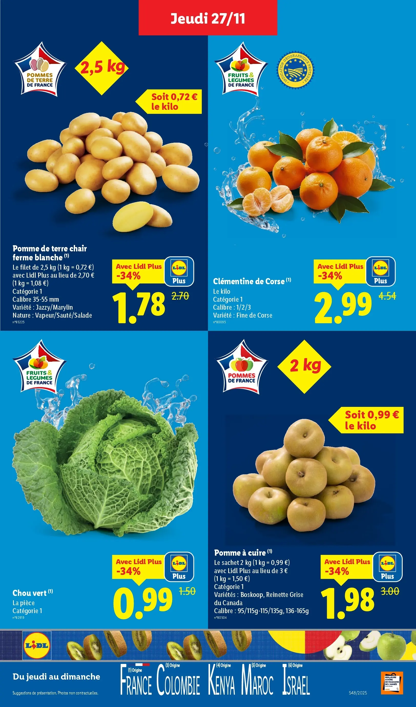 Catalogue LIDL du 26/11/2025 | Promo prospectus en ligne | Page: 3 | Produits: Clémentine, Pomme, Pomme de terre, Pommes