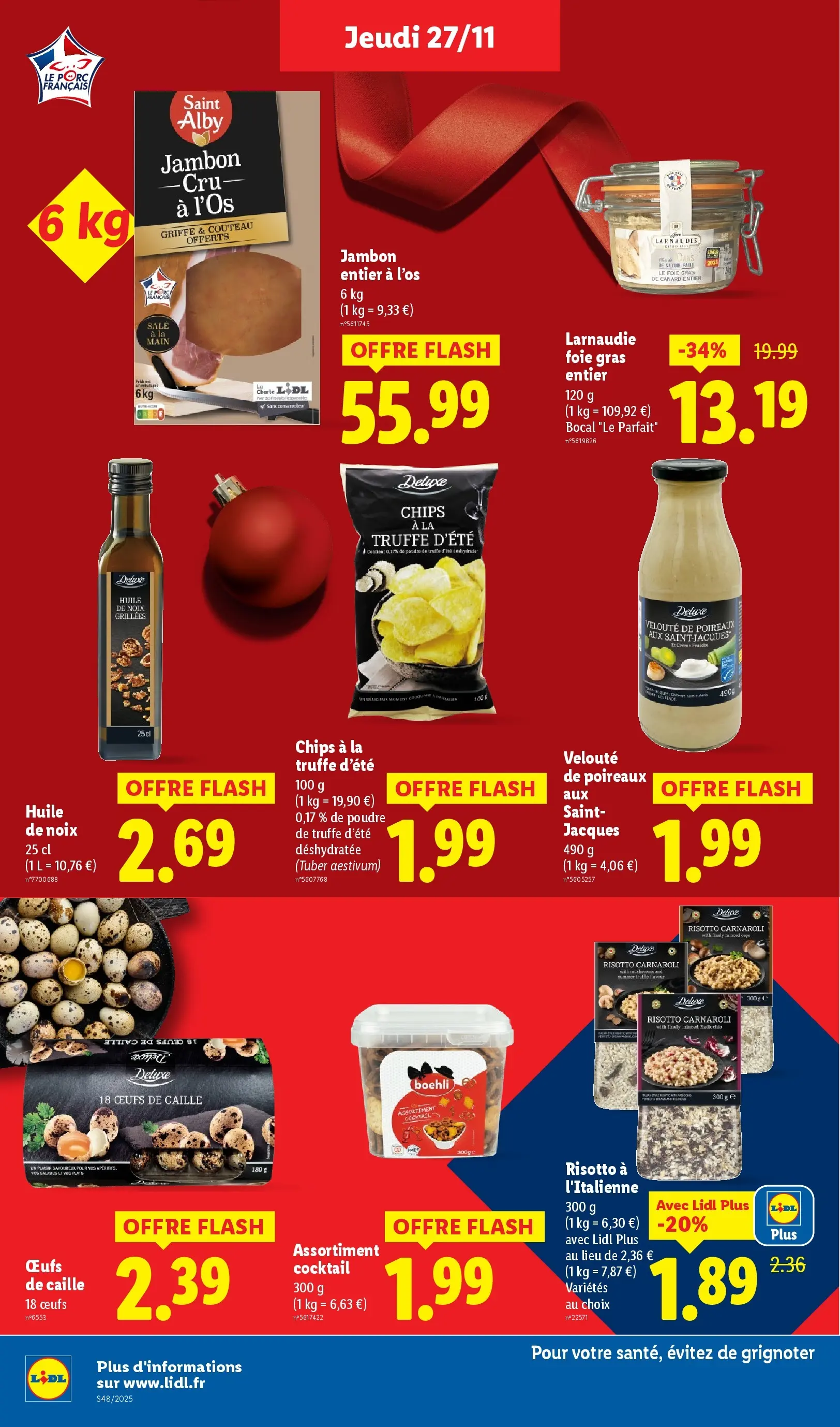 Catalogue LIDL du 26/11/2025 | Promo prospectus en ligne | Page: 28 | Produits: Oeufs de caille, Jambon entier, Huile, Jambon