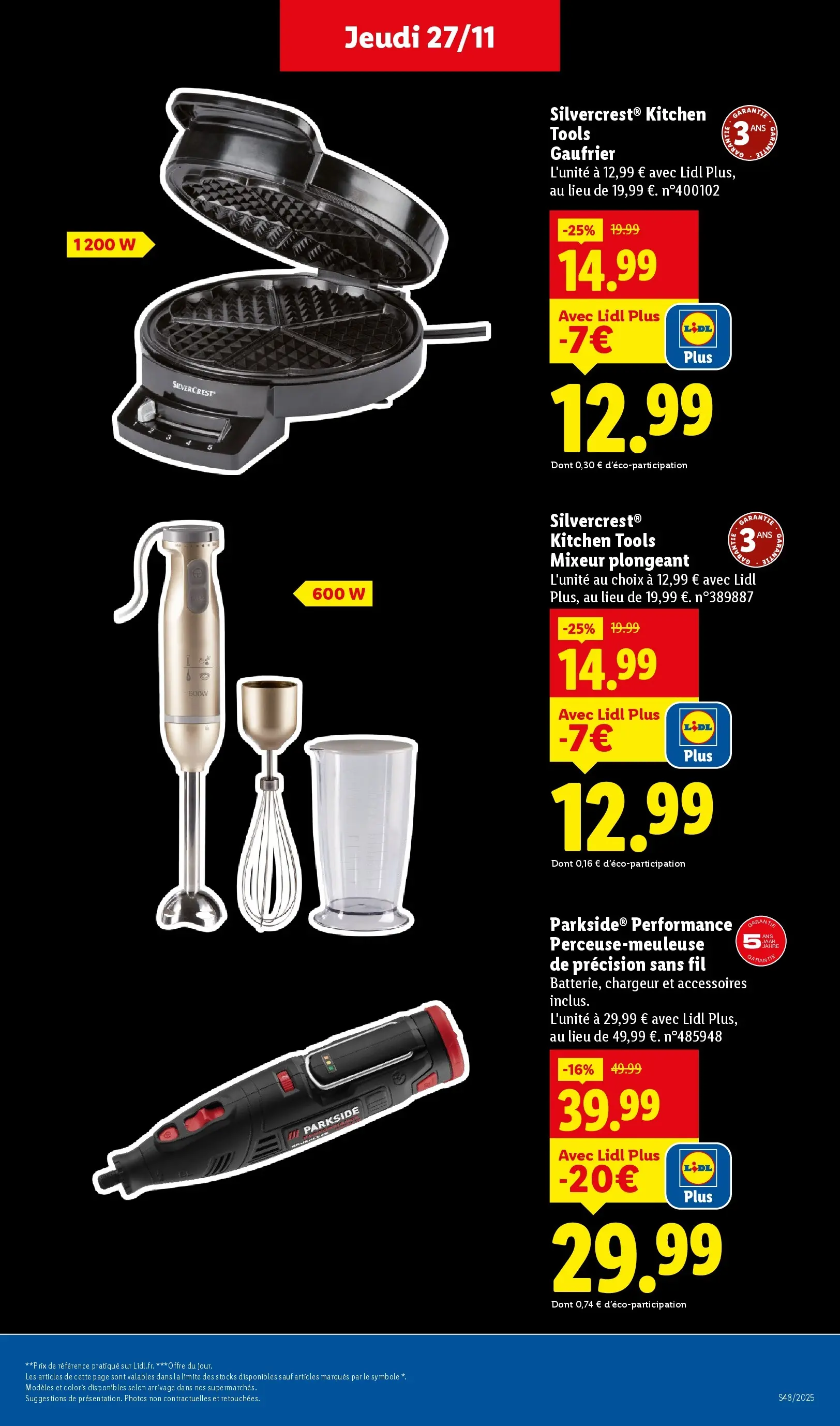 Catalogue LIDL du 26/11/2025 | Promo prospectus en ligne | Page: 45 | Produits: Mixeur, Mixeur plongeant, Blender, Gaufrier