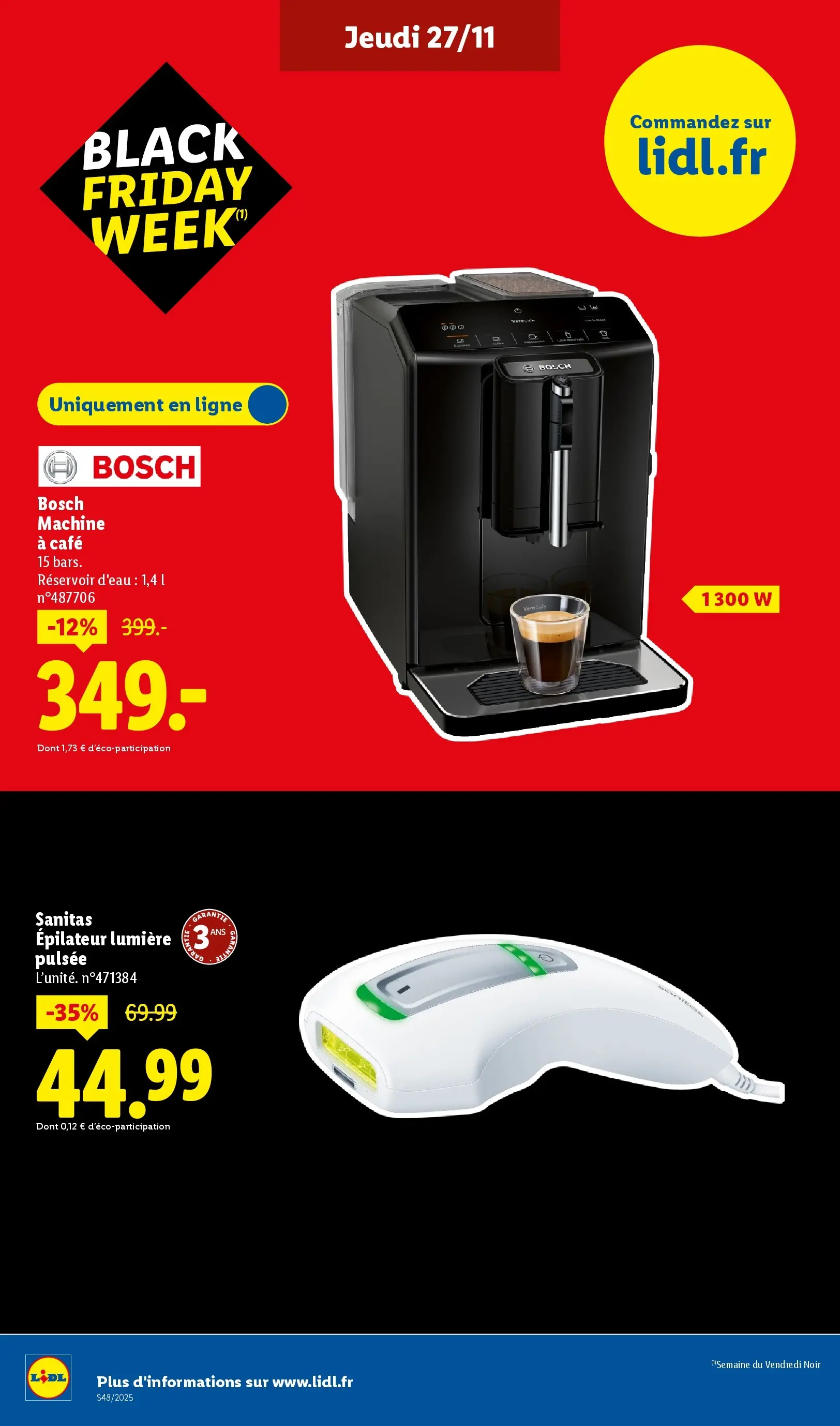 Catalogue LIDL du 26/11/2025 | Promo prospectus en ligne | Page: 46 | Produits: Machine à café, Épilateur, Réservoir d'eau, Café