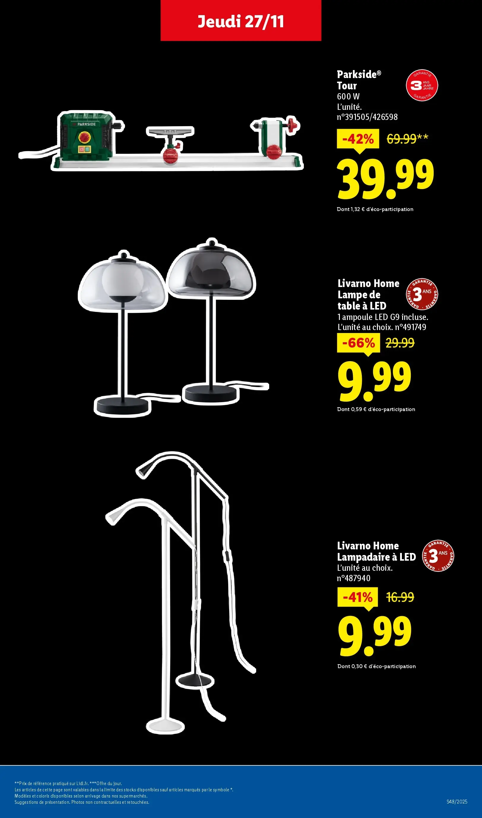 Catalogue LIDL du 26/11/2025 | Promo prospectus en ligne | Page: 47 | Produits: Lampadaire, Table, Lampe