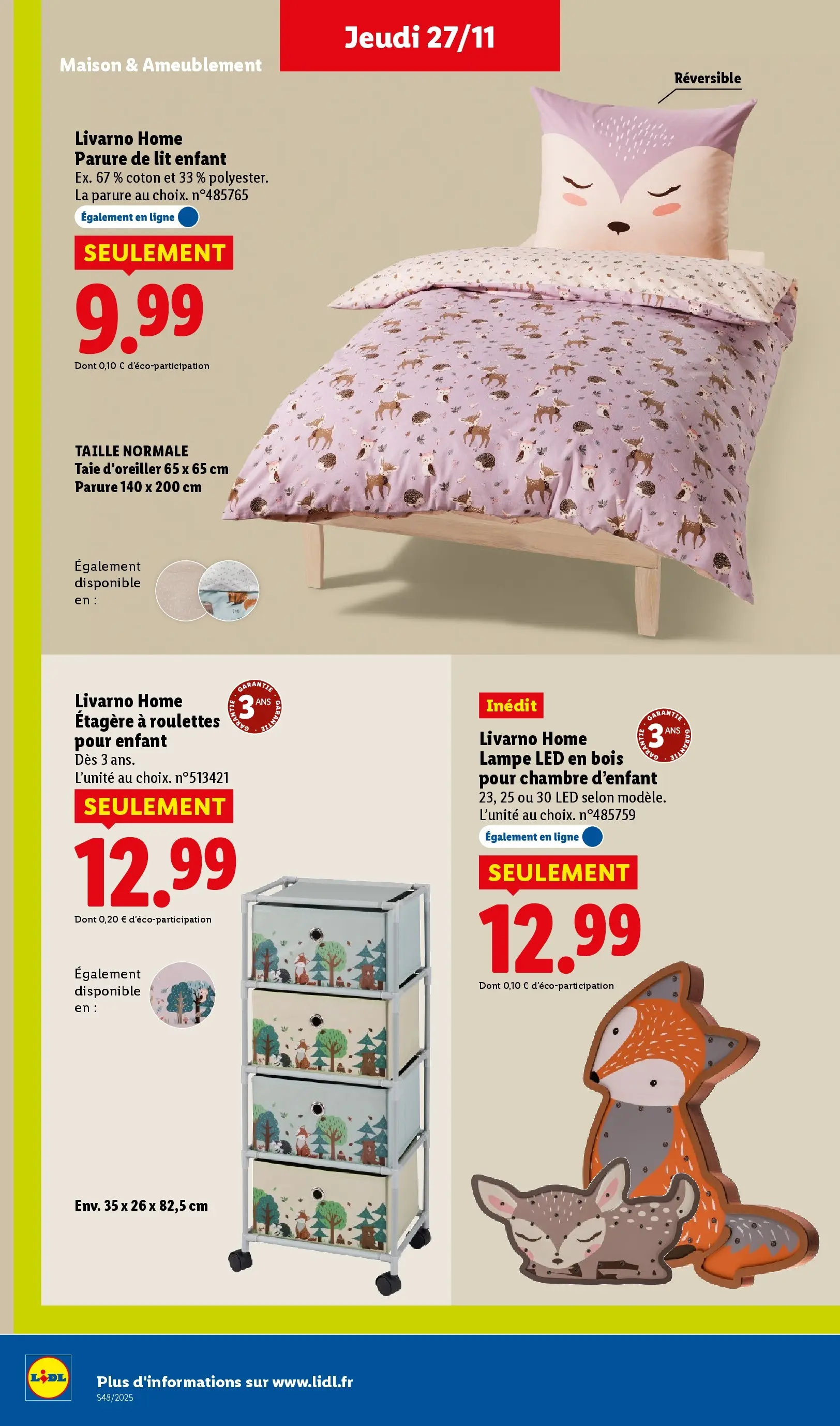 Catalogue LIDL du 26/11/2025 | Promo prospectus en ligne | Page: 52 | Produits: Taie d'oreiller, Parure de lit, Lit, Étagère