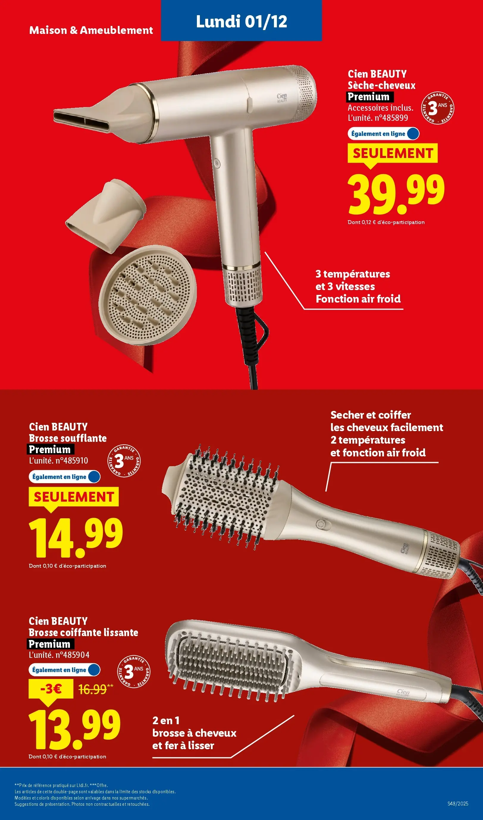 Catalogue LIDL du 26/11/2025 | Promo prospectus en ligne | Page: 77 | Produits: Brosse à cheveux, Sèche-cheveux, Fer à lisser, Brosse