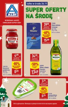 Pogląd oferty "Aldi Gazetka - Tylko w środę" - ważna od 26.11.2025 Pogląd oferty "Aldi Gazetka - Tylko w środę" - ważna od 26.11.2025