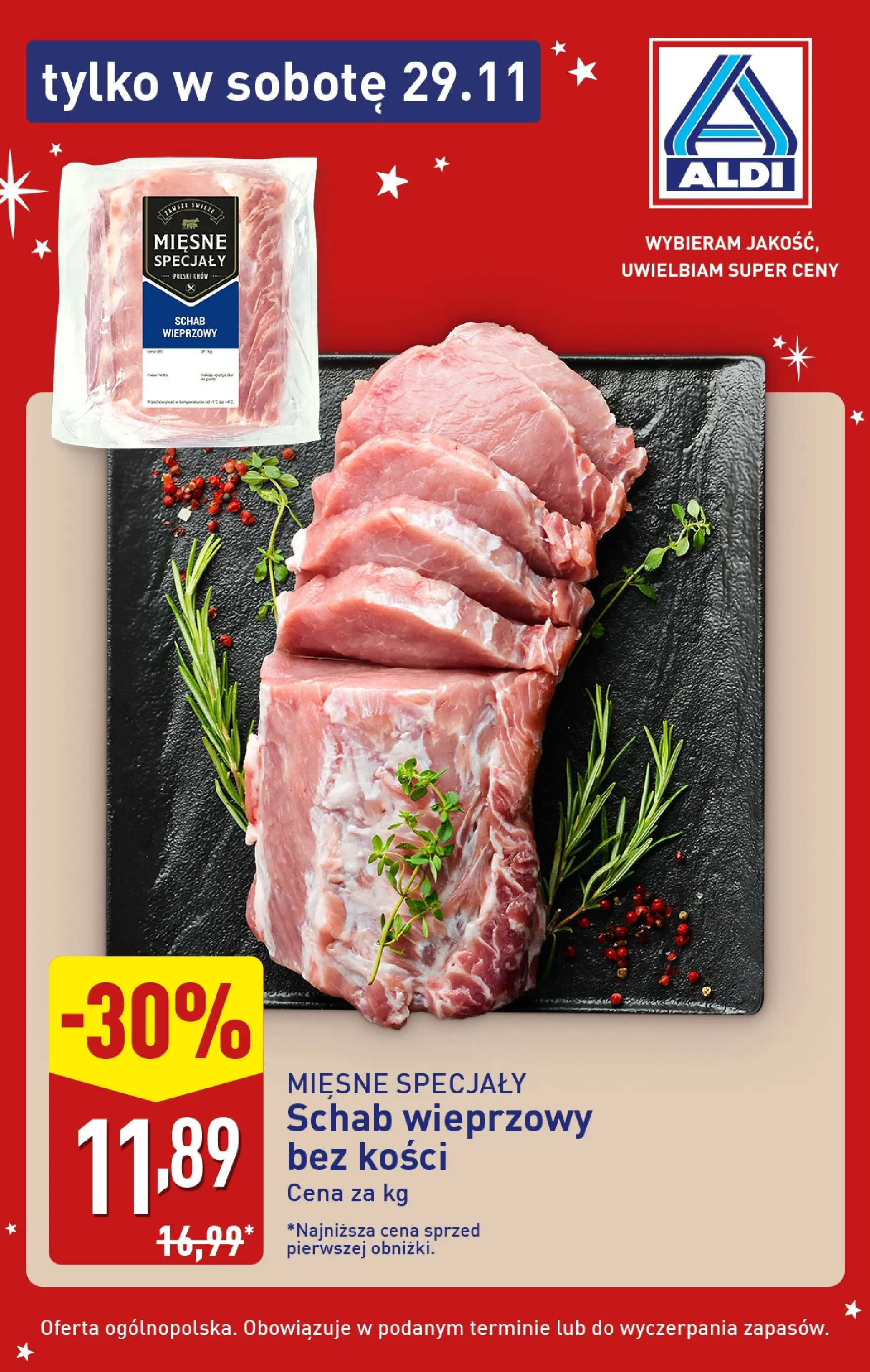 Aldi - Super oferty na sobotę 29.11 w ALDI od 28.11.2025 - Ulotka PDF, promocje | Strona: 4 | Produkty: Schab, Schab wieprzowy, Schab wieprzowy bez kości