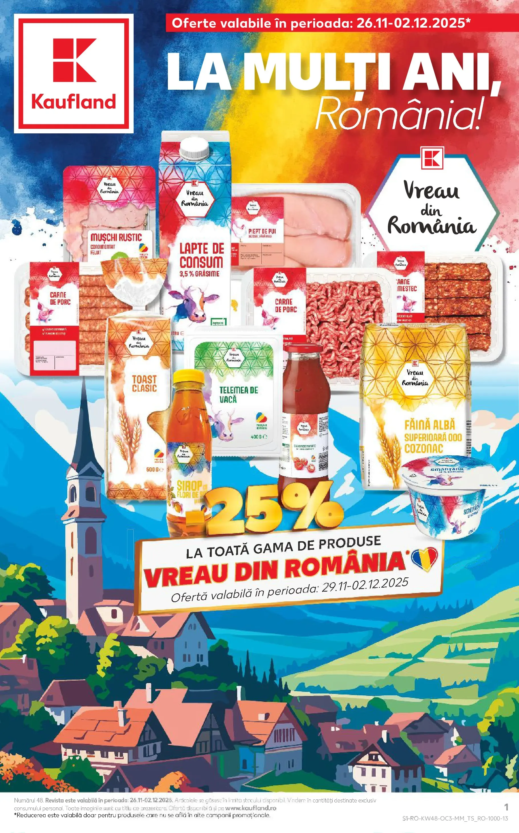 Catalog Kaufland - Arad 25.11.2025 - Revista si Oferta | Pagină: 1 | Produse: Lapte, Carne De Porc, Făină, Smântână