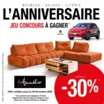 L'Ameublier C'est encore le moment de le c&eacute;l&eacute;brer avec nous et de faire de belles affaires : profitez de jusqu'&agrave; -30%* sur une s&eacute;lection de meubles, salons et literie ! - au 29.11.2025