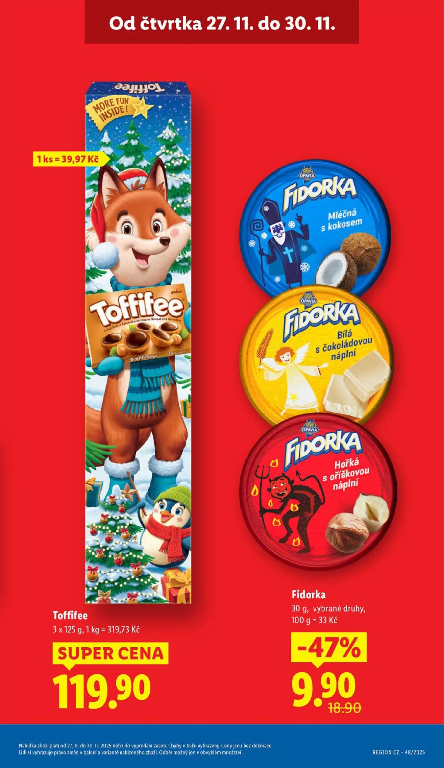 Lidl leták od 26.11.2025 - Nový akční leták | Strana: 3 | Produkty: Toffifee, Fidorka
