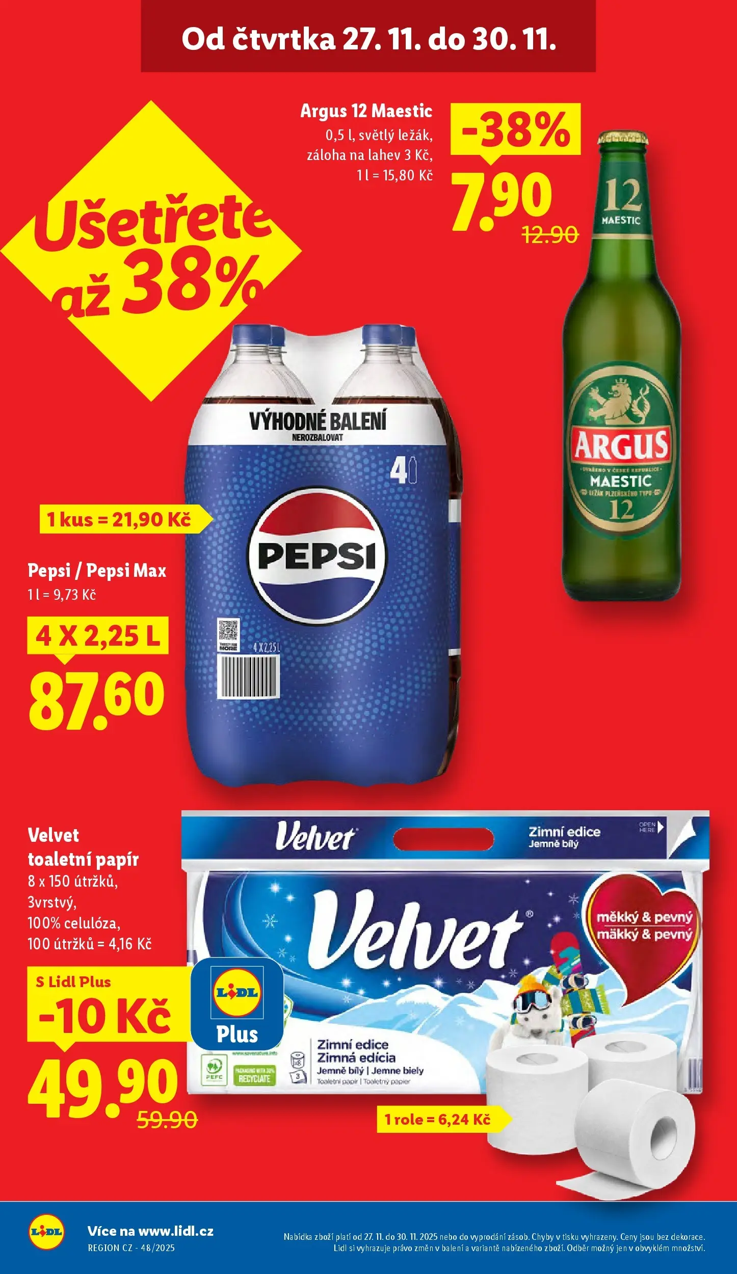 Lidl leták od 26.11.2025 - Nový akční leták | Strana: 8 | Produkty: Pepsi, Velvet, Láhev, Pepsi Max