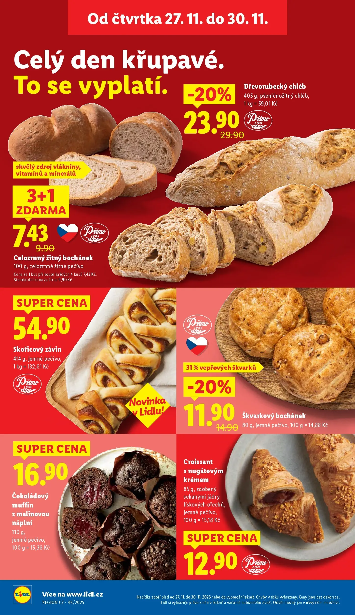Lidl leták od 26.11.2025 - Nový akční leták | Strana: 20 | Produkty: Chléb, Dřevorubecký chléb, Pečivo, Croissant