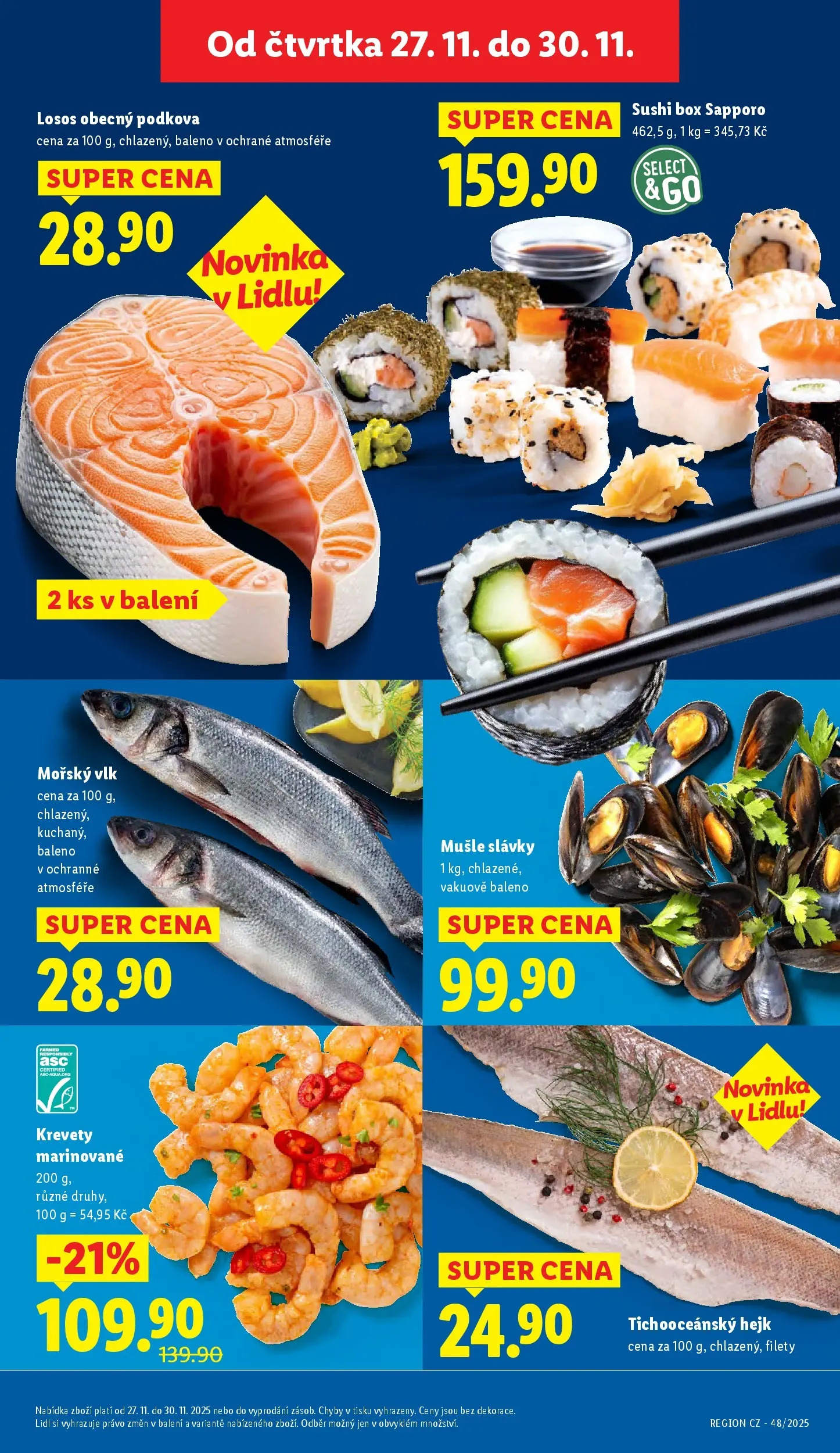 Lidl leták od 26.11.2025 - Nový akční leták | Strana: 21 | Produkty: Hejk, Losos, Sushi, Krevety