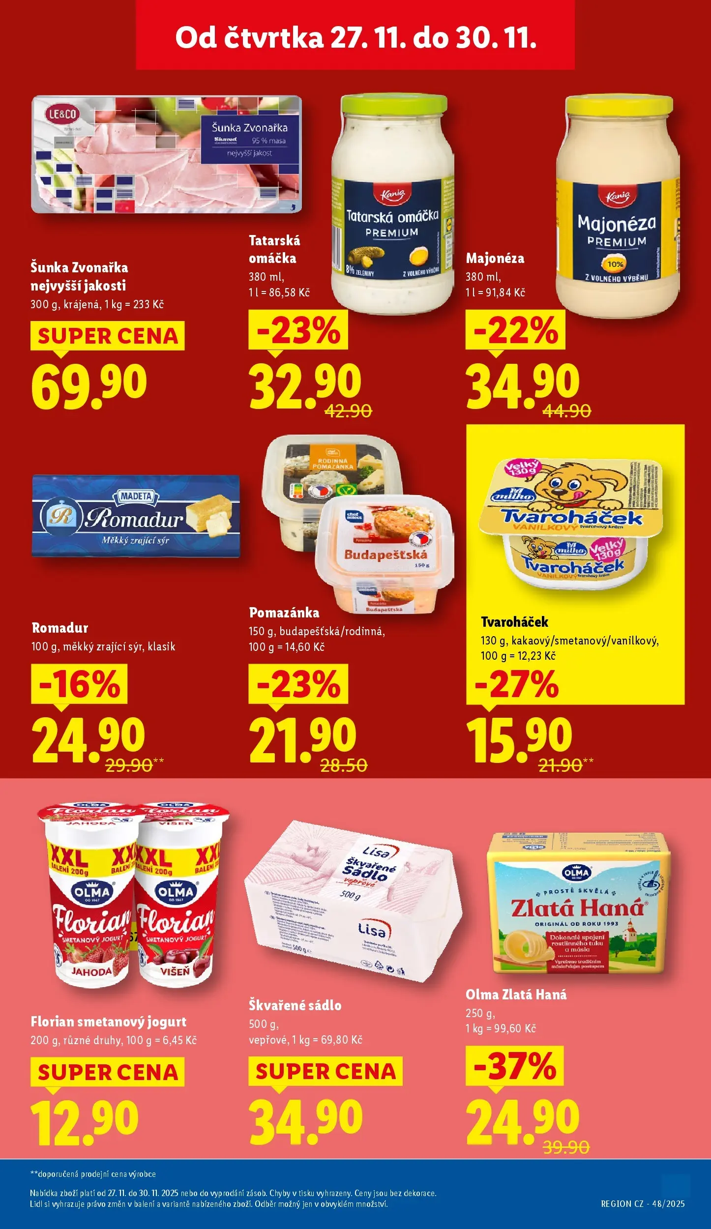 Lidl leták od 26.11.2025 - Nový akční leták | Strana: 39 | Produkty: Šunka, Zrající sýr, Zlatá Hana, Tvaroháček