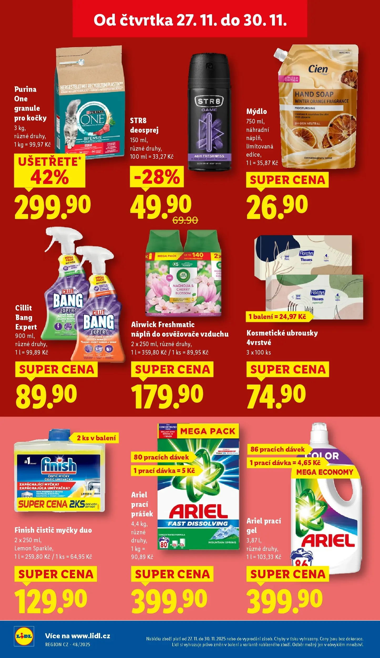 Lidl leták od 26.11.2025 - Nový akční leták | Strana: 40 | Produkty: Deodorant, Čistič myčky, Purina, Granule pro kočky