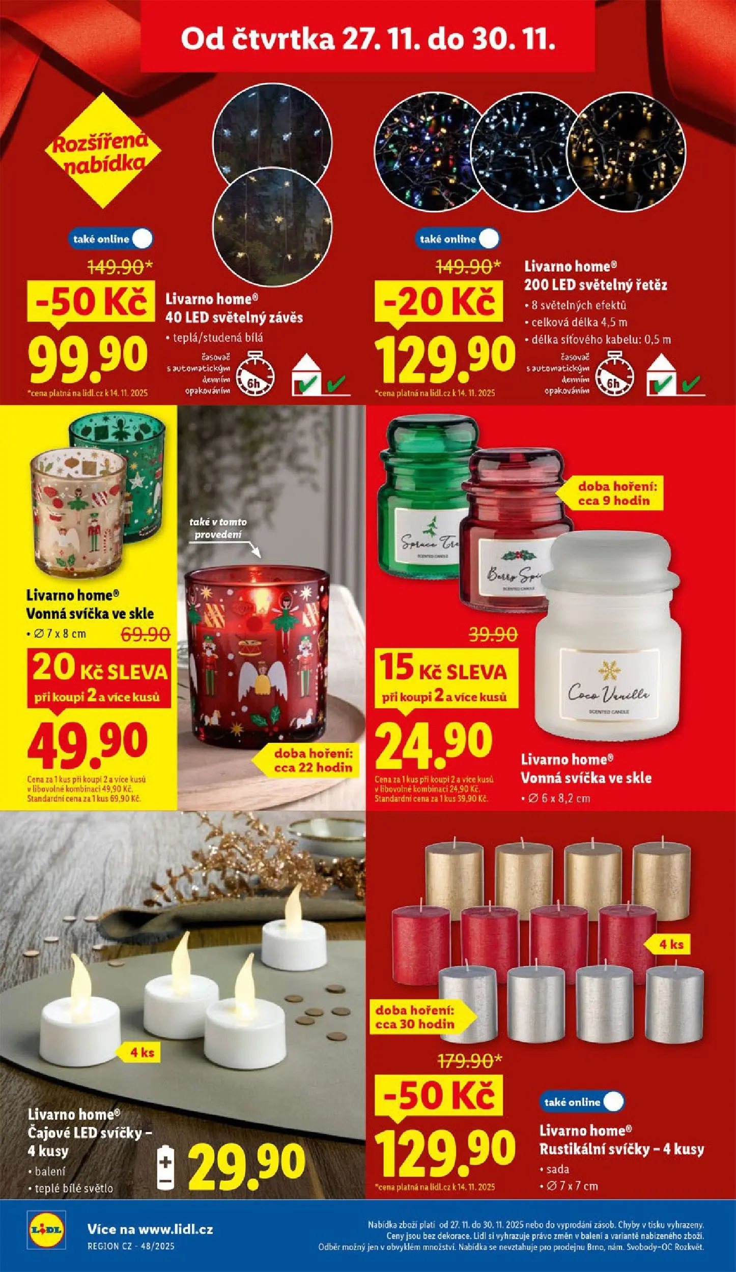 Lidl leták od 26.11.2025 - Nový akční leták | Strana: 50 | Produkty: Závěs, Svíčka, Světelný řetěz, LED