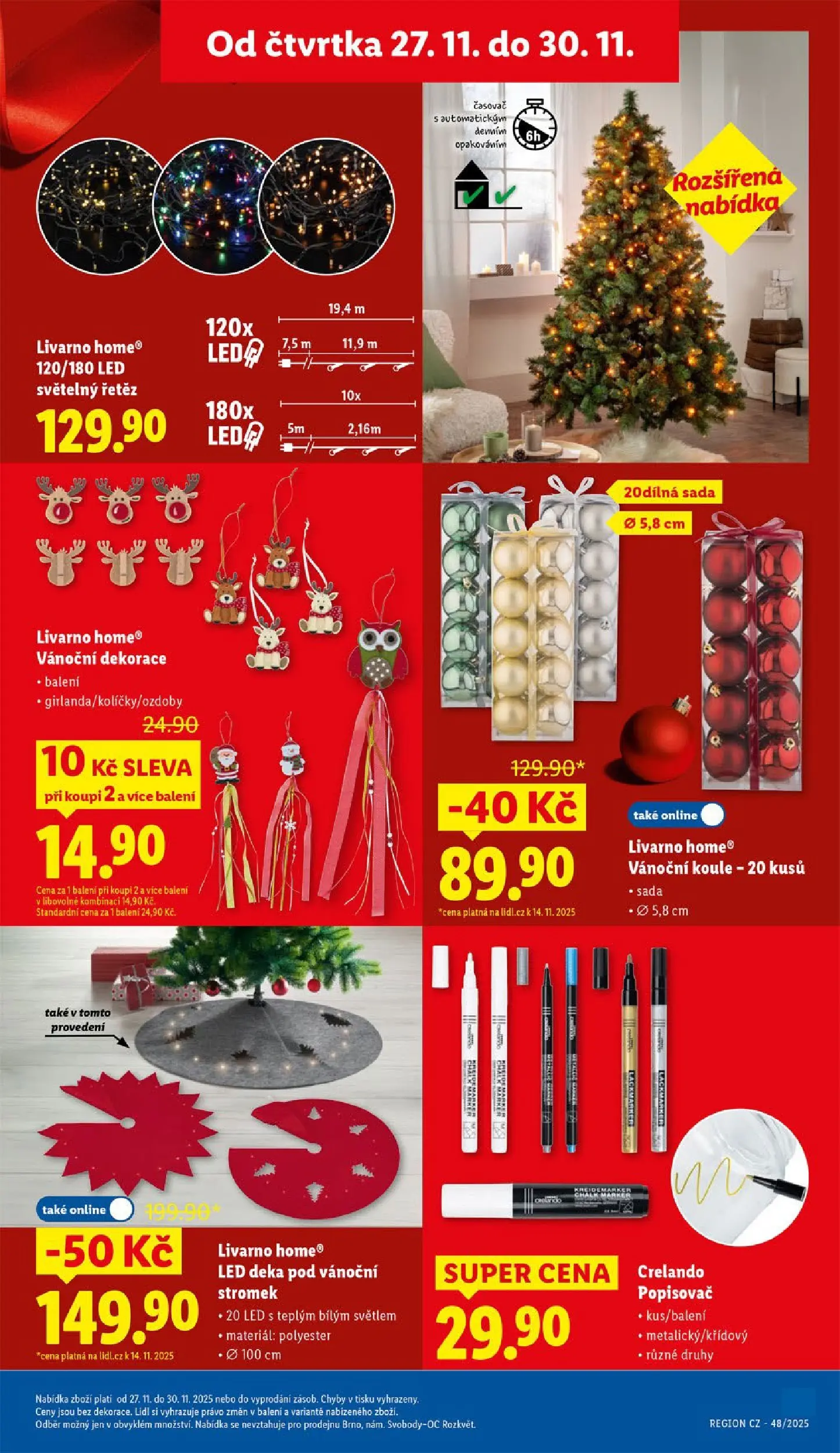 Lidl leták od 26.11.2025 - Nový akční leták | Strana: 51 | Produkty: Světelný řetěz, Popisovač, Vánoční dekorace, Dekorace