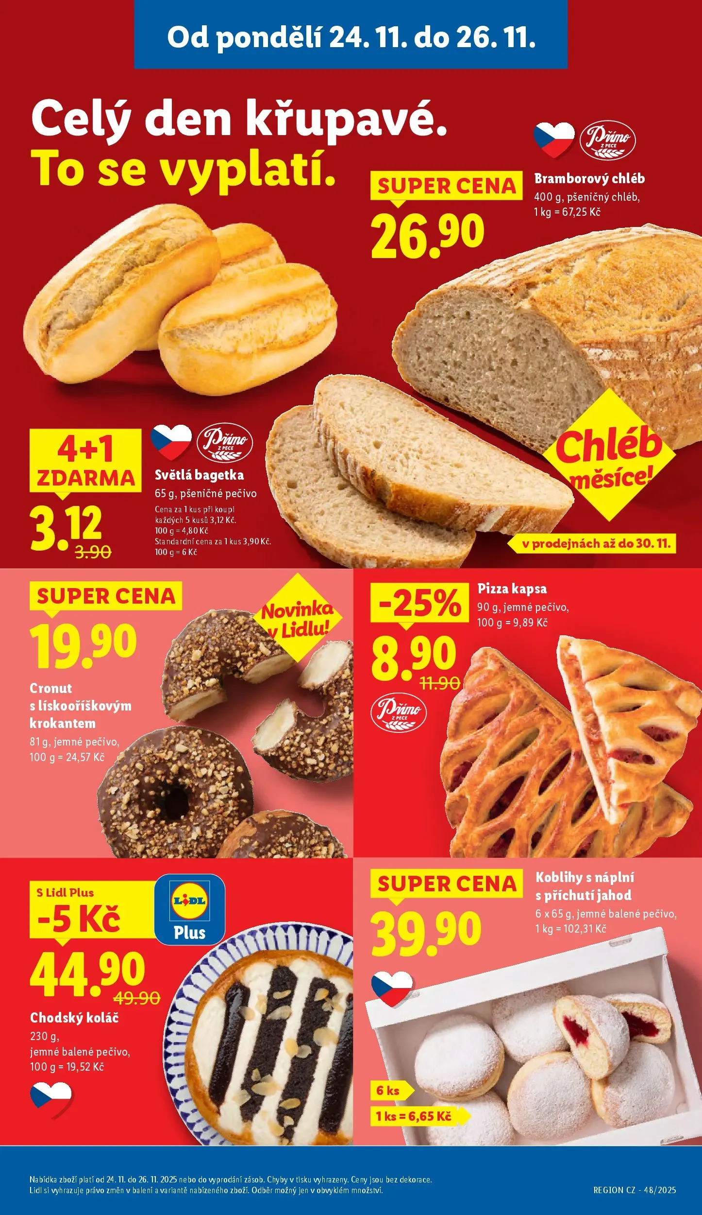 Lidl leták od 23.11.2025 - Nový akční leták | Strana: 13 | Produkty: Chléb, Pizza, Pizza kapsa, Cronut