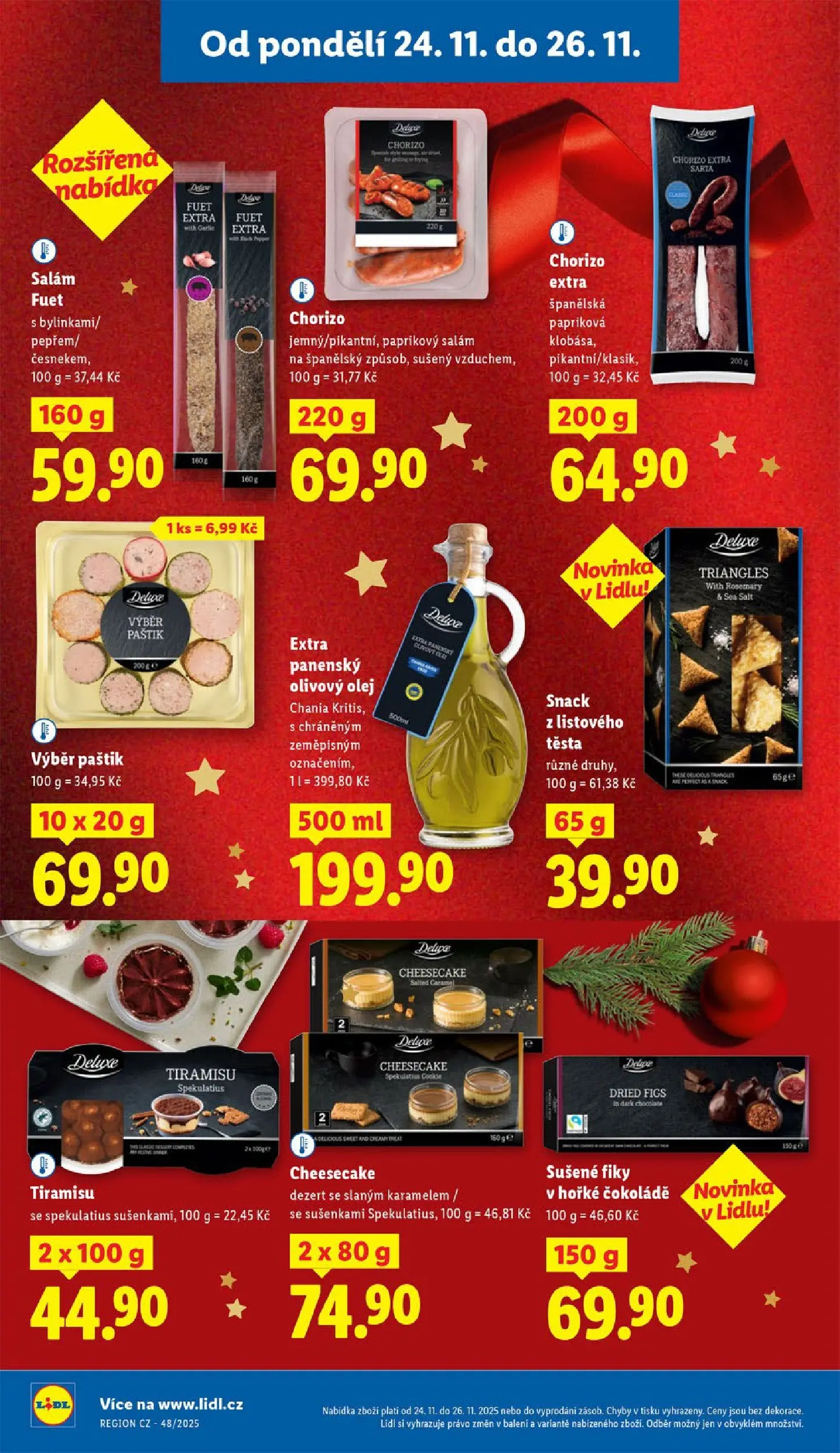 Lidl leták od 23.11.2025 - Nový akční leták | Strana: 22 | Produkty: Olivový olej, Tiramisu, Extra panenský olivový olej, Fuet