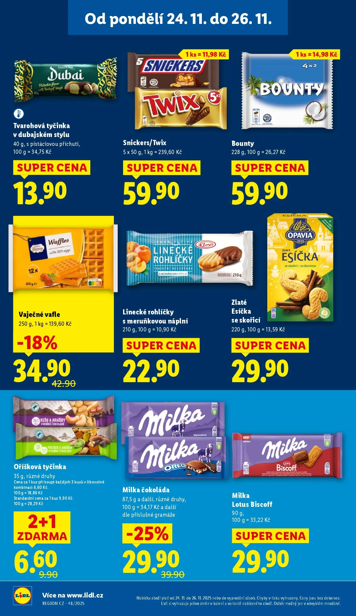 Lidl leták od 23.11.2025 - Nový akční leták | Strana: 24 | Produkty: Milka, Twix, Esíčka, Tvarohová tyčinka