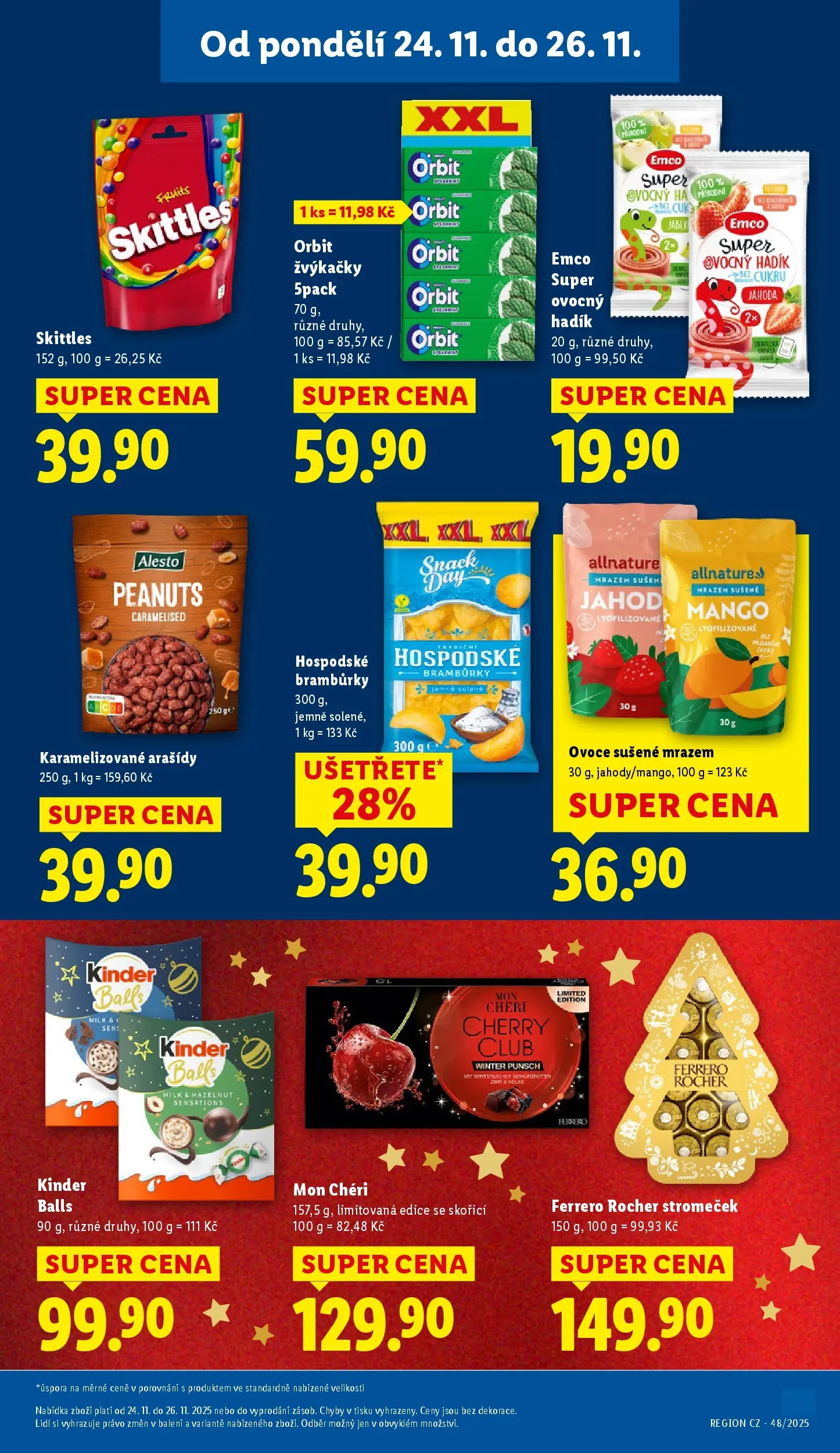 Lidl leták od 23.11.2025 - Nový akční leták | Strana: 27 | Produkty: Mango, Ferrero Rocher, Mon Chéri, Ovoce sušené mrazem