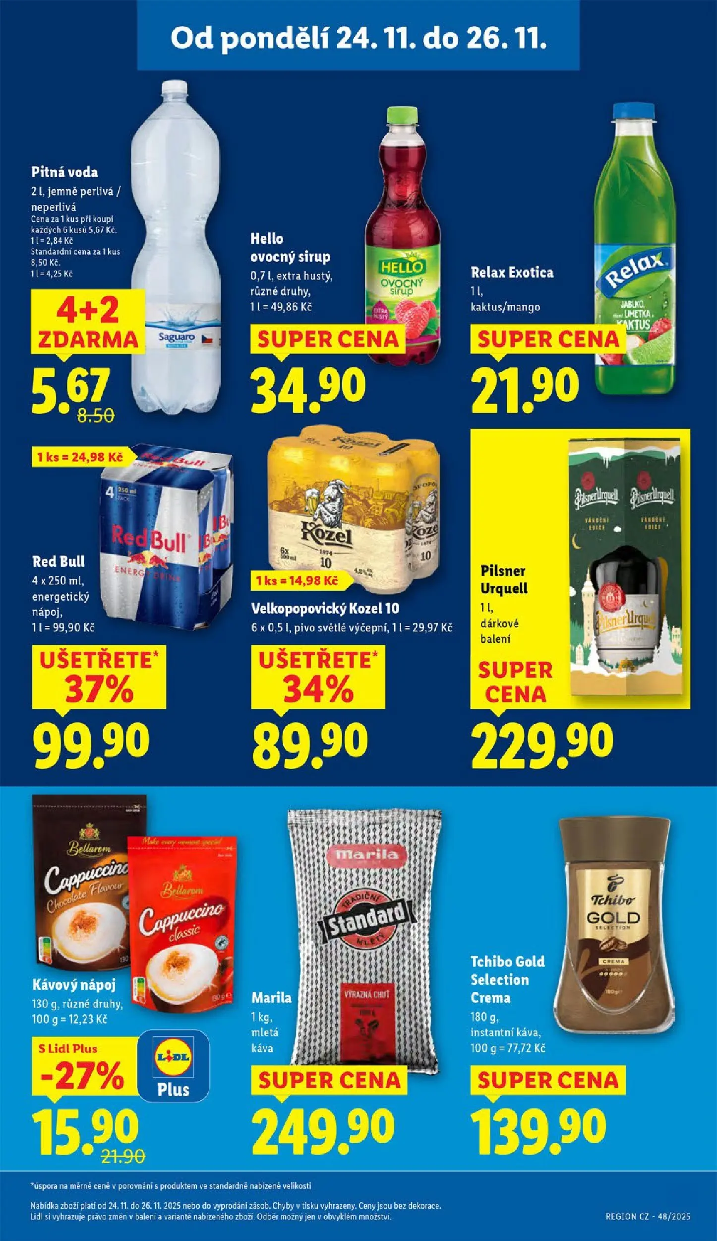 Lidl leták od 23.11.2025 - Nový akční leták | Strana: 29 | Produkty: Kozel, Cappuccino, Velkopopovický Kozel 10, Bellarom