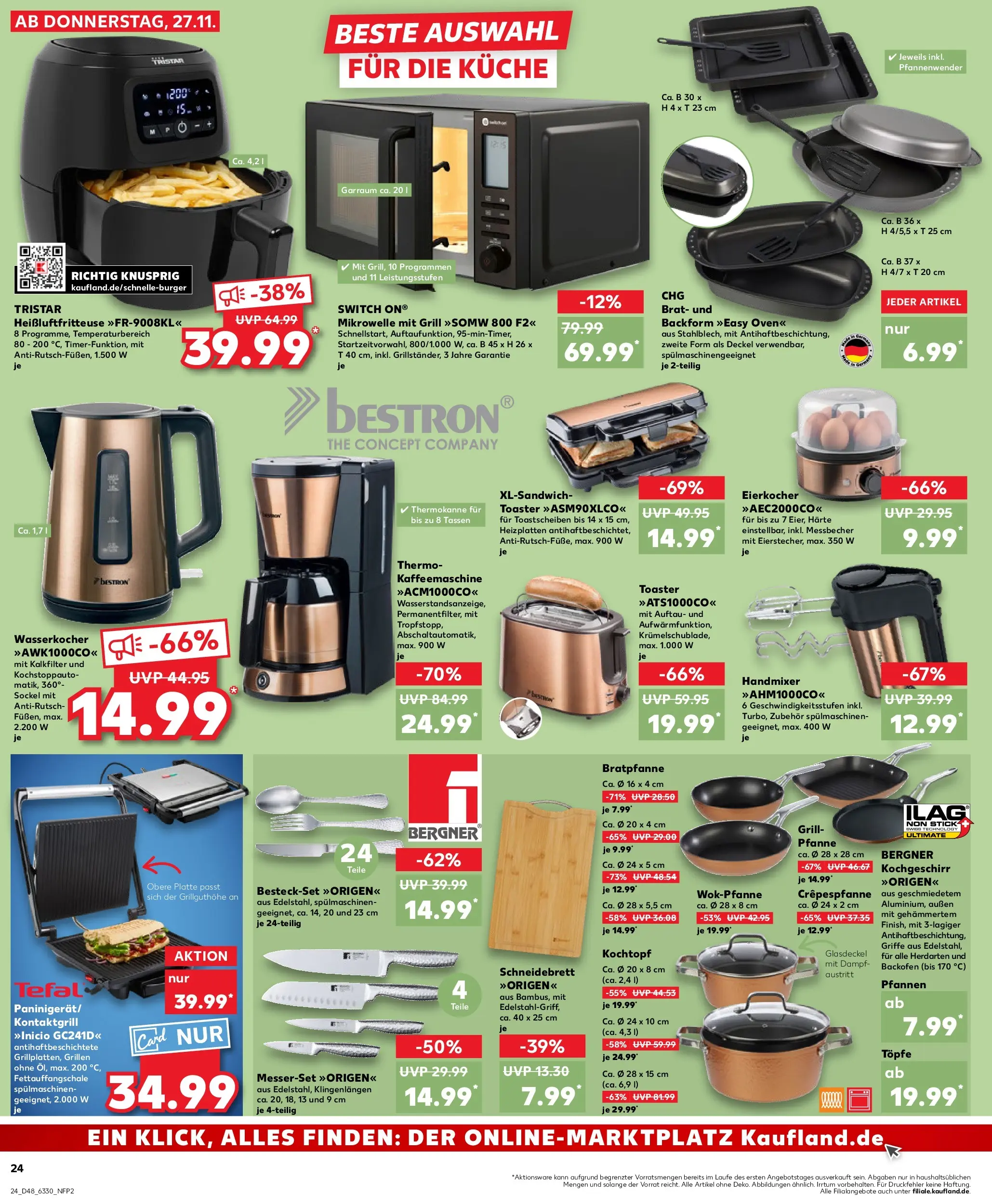 Prospekt Kaufland ab 27.11.2025 » Angebote Online zum Blättern | Seite: 24 | Produkte: Grill, Kaffeemaschine, Wasserkocher, Toaster