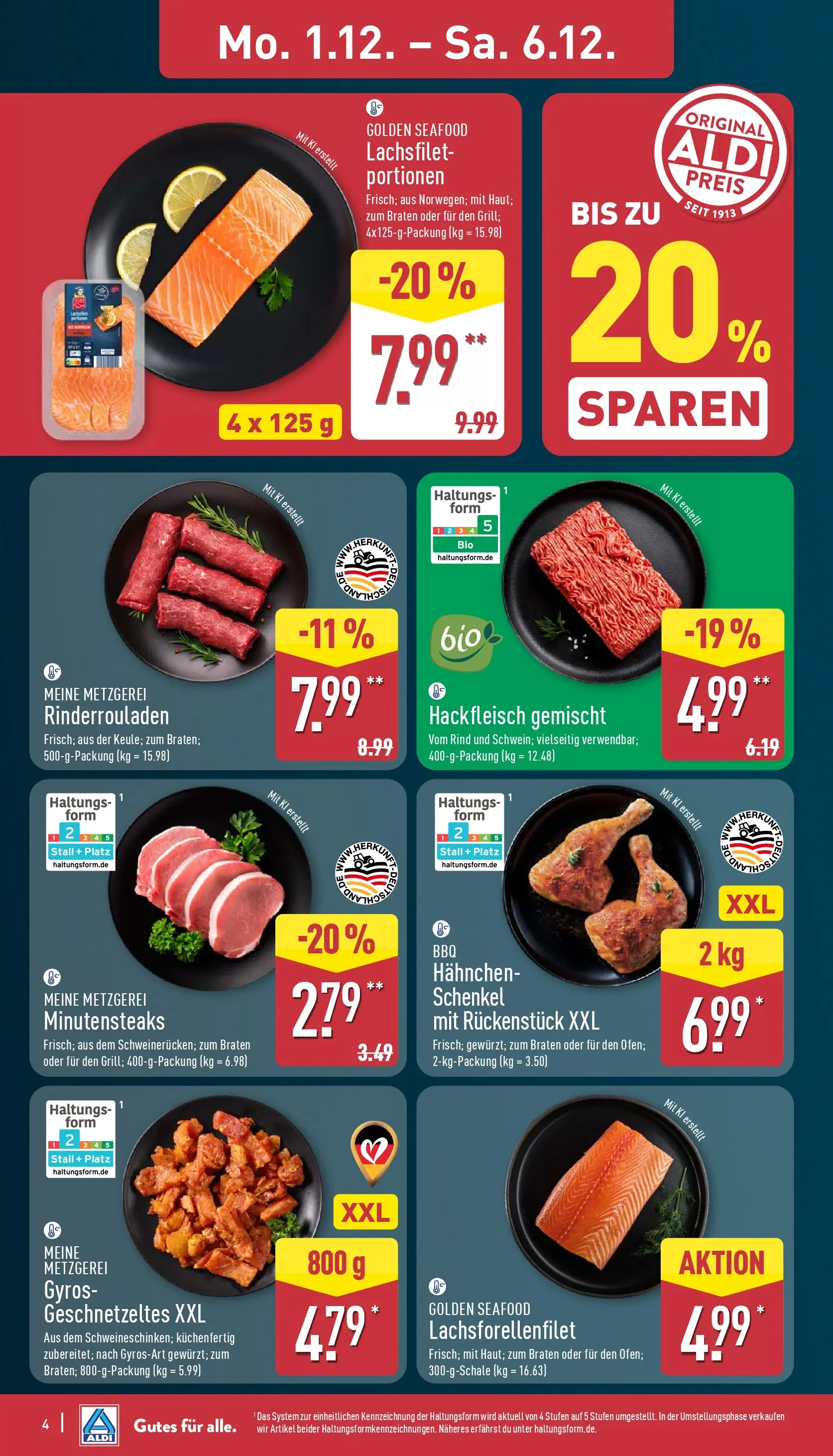 Aldi - ALDI Nord: Wochenangebote (ab 30.11.2025) » Angebote Online | Seite: 4 | Produkte: Rinderrouladen, Hahnchen, Gyros, Hackfleisch
