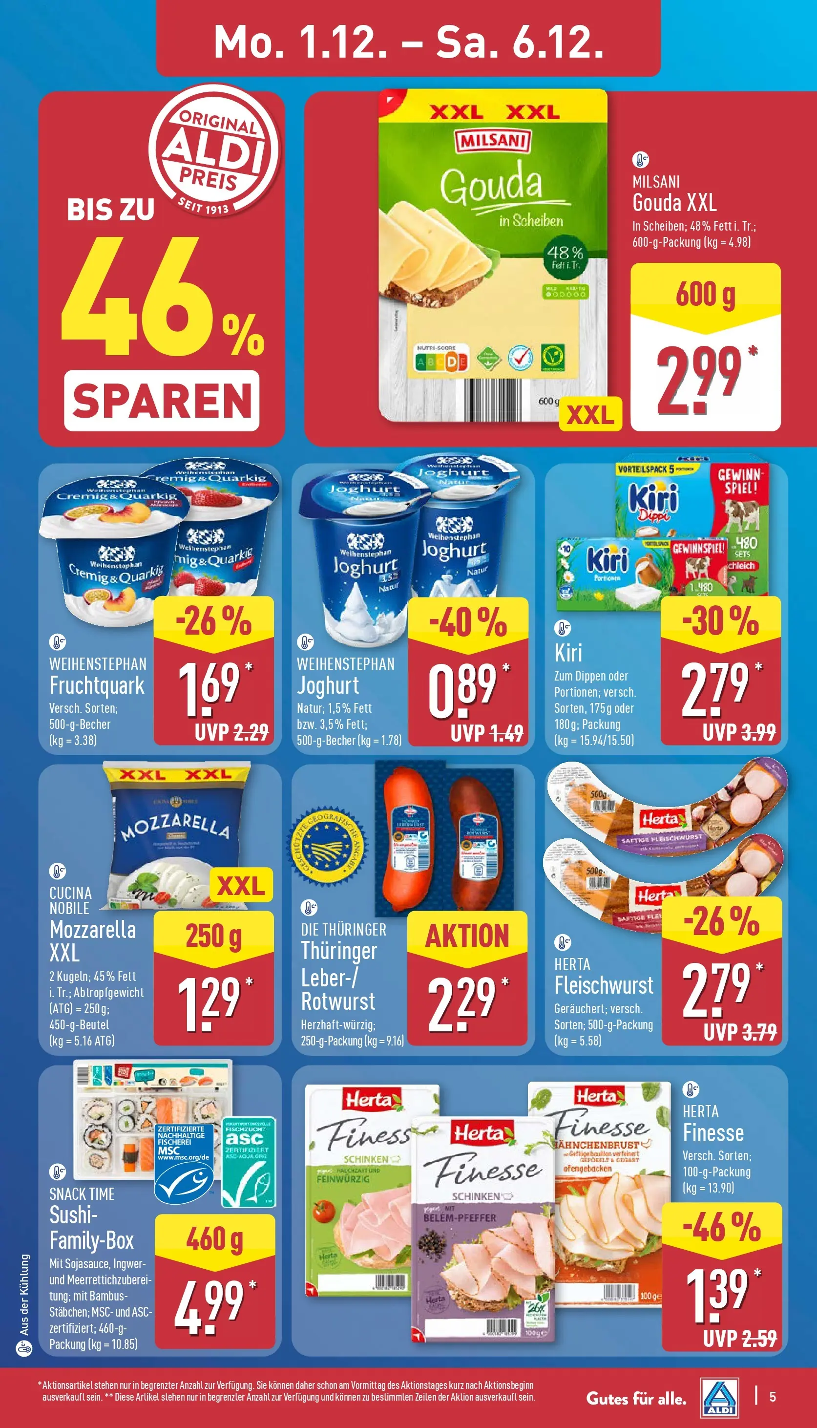 Aldi - ALDI Nord: Wochenangebote (ab 30.11.2025) » Angebote Online | Seite: 5 | Produkte: Joghurt, Mozzarella, Schinken, Hahnchenbrust