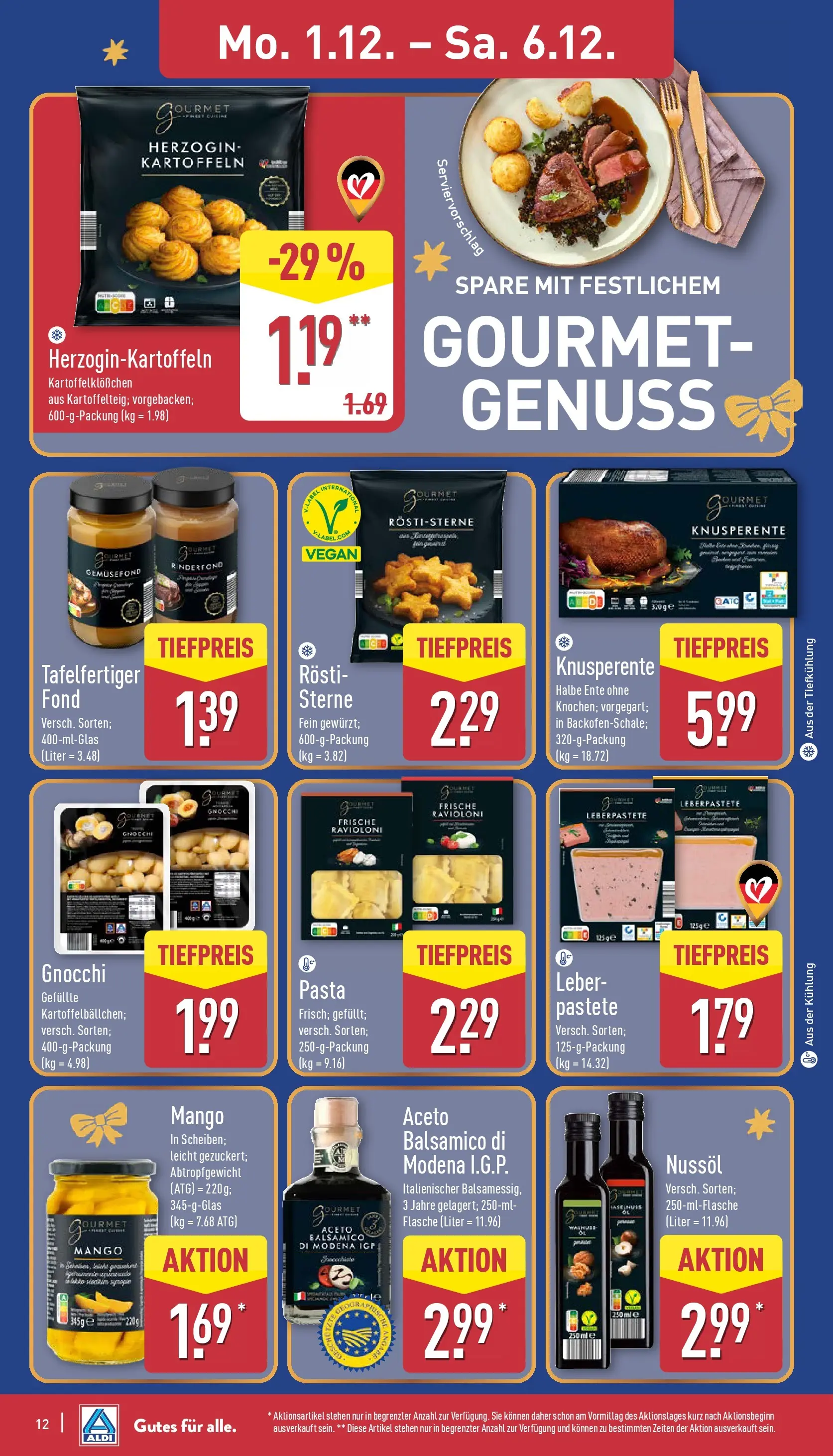 Aldi - ALDI Nord: Wochenangebote (ab 30.11.2025) » Angebote Online | Seite: 13 | Produkte: Balsamico, Kartoffeln, Pasta, Ente