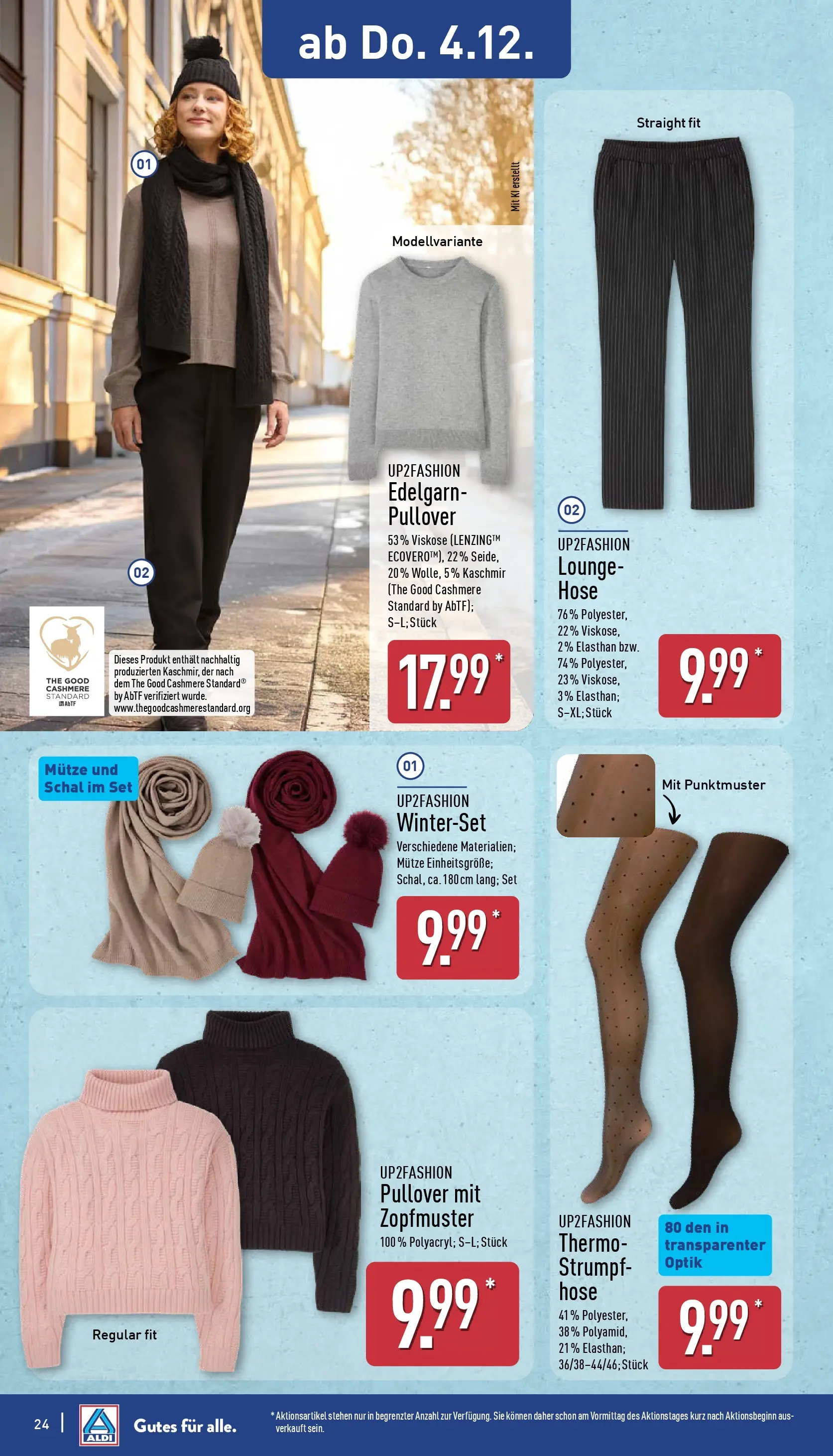 Aldi - ALDI Nord: Wochenangebote (ab 30.11.2025) » Angebote Online | Seite: 25 | Produkte: Up2fashion, Pullover, Hose, Schal