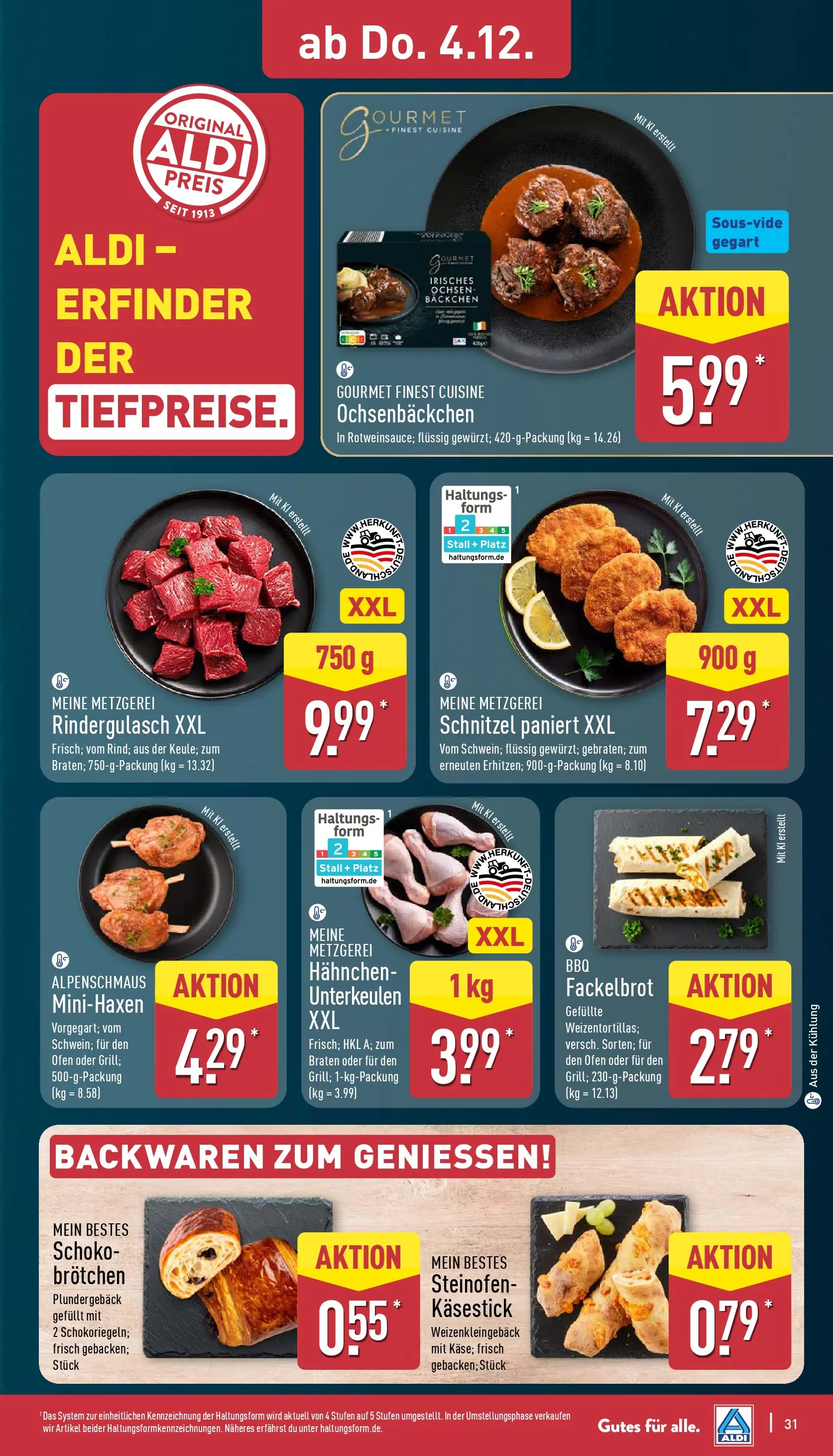 Aldi - ALDI Nord: Wochenangebote (ab 30.11.2025) » Angebote Online | Seite: 32 | Produkte: Ofen, Rindergulasch, Hahnchen, Schnitzel