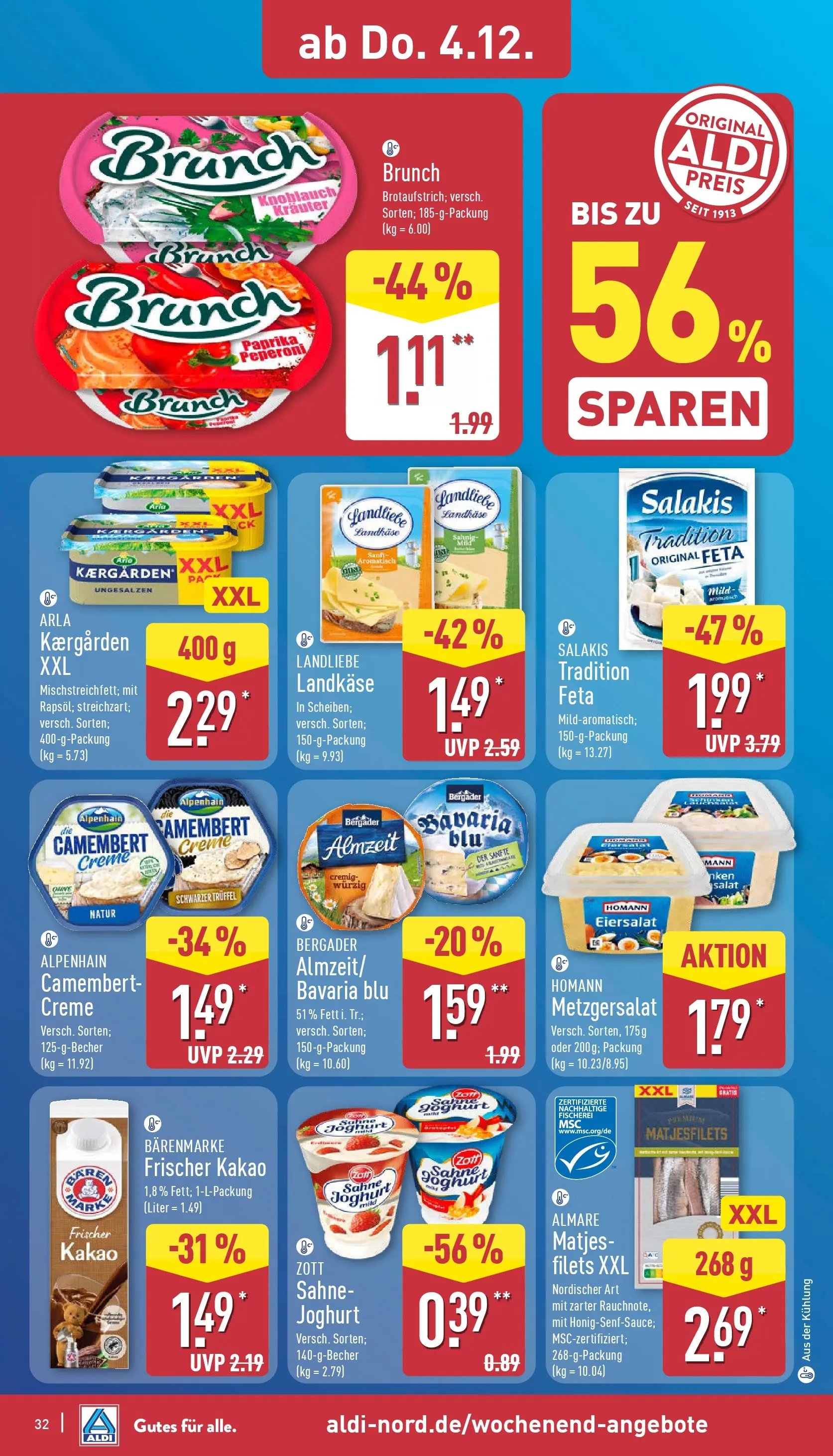 Aldi - ALDI Nord: Wochenangebote (ab 30.11.2025) » Angebote Online | Seite: 33 | Produkte: Feta, Knoblauch, Salakis, Sahne