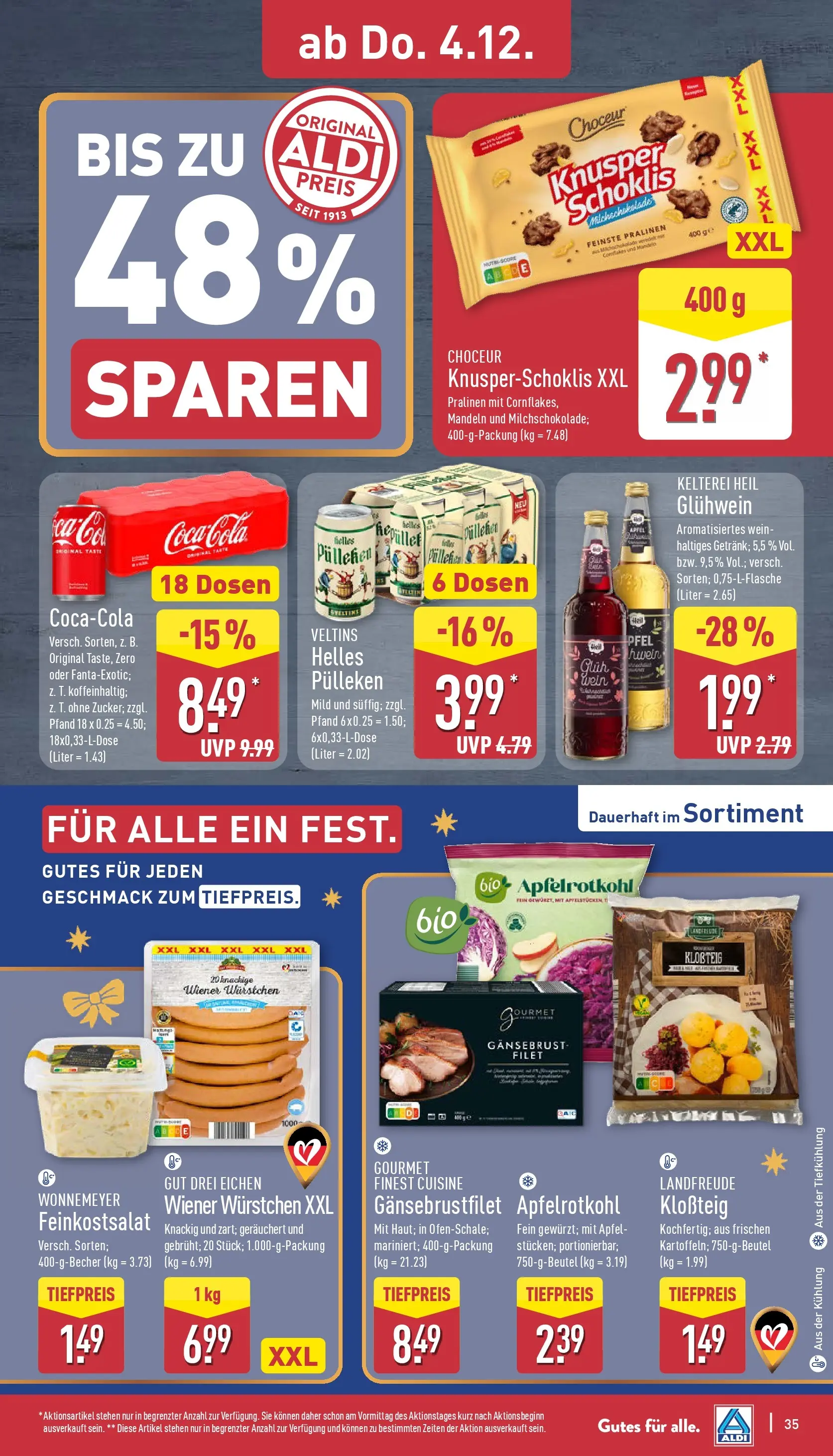 Aldi - ALDI Nord: Wochenangebote (ab 30.11.2025) » Angebote Online | Seite: 36 | Produkte: Wiener wurstchen, Mandeln, Wein, Veltins