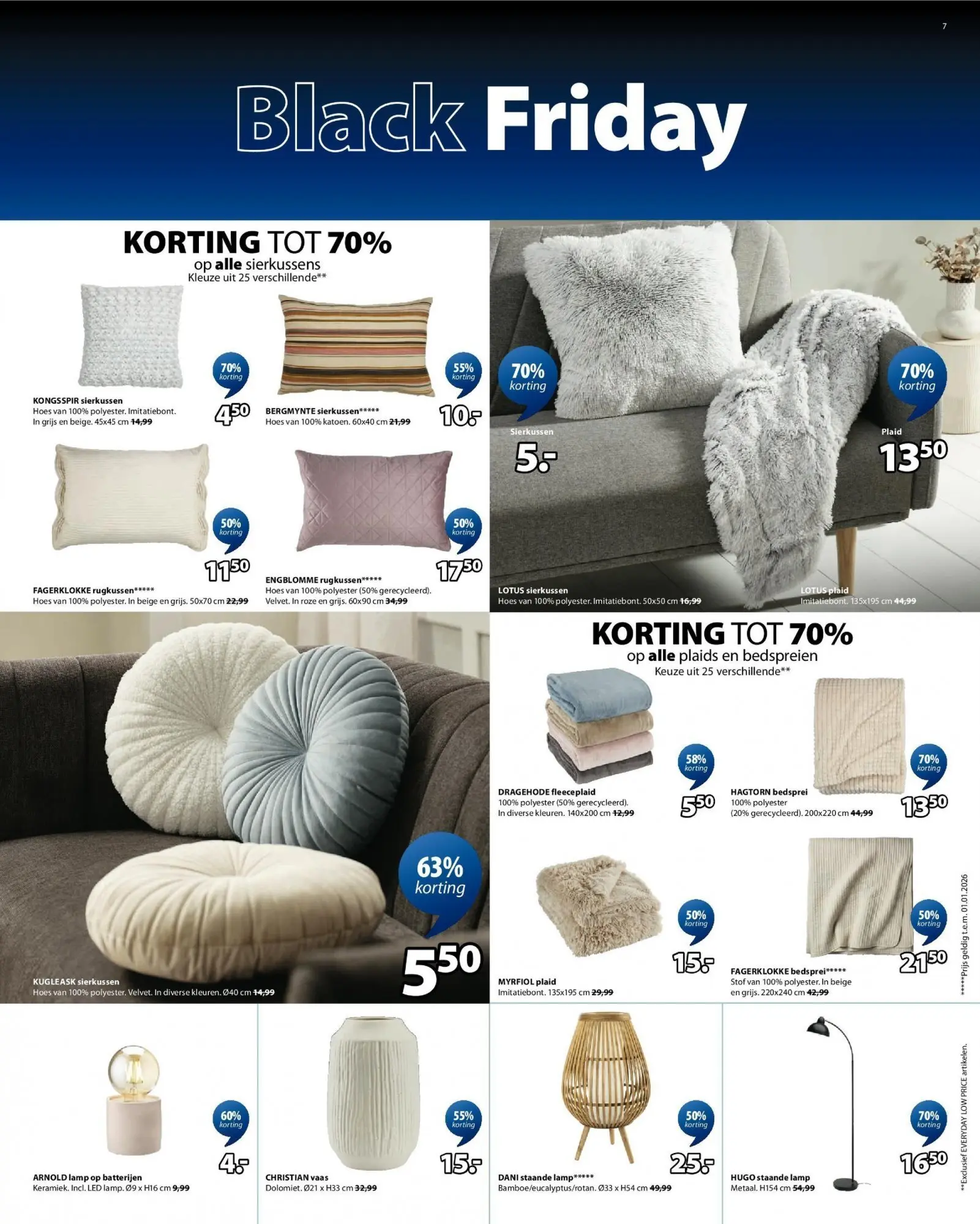 Folder JYSK BLACK FRIDAY 2025 vanaf 23/11 | Pagina: 7 | Producten: Vaas, Batterijen, Lamp