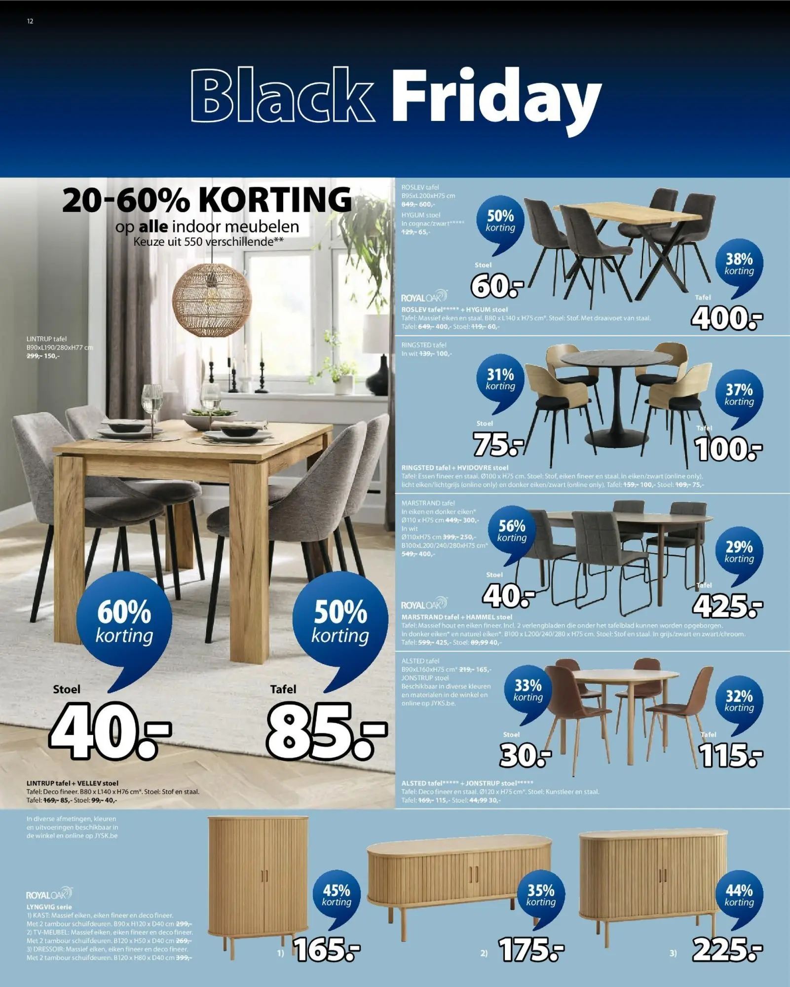 Folder JYSK BLACK FRIDAY 2025 vanaf 23/11 | Pagina: 12 | Producten: Kast, Tafel, Stoel, Dressoir