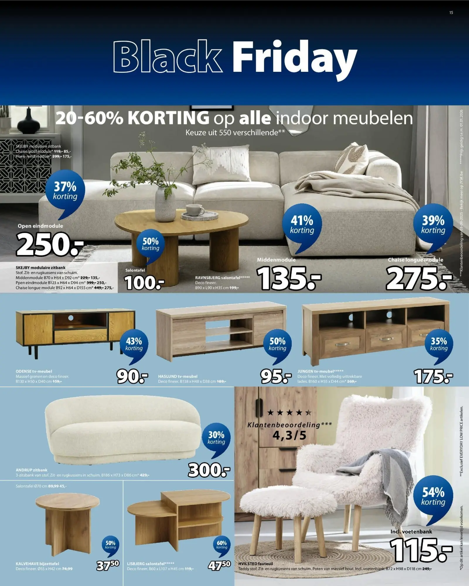 Folder JYSK BLACK FRIDAY 2025 vanaf 23/11 | Pagina: 15 | Producten: Fauteuil, Zitbank, Kan