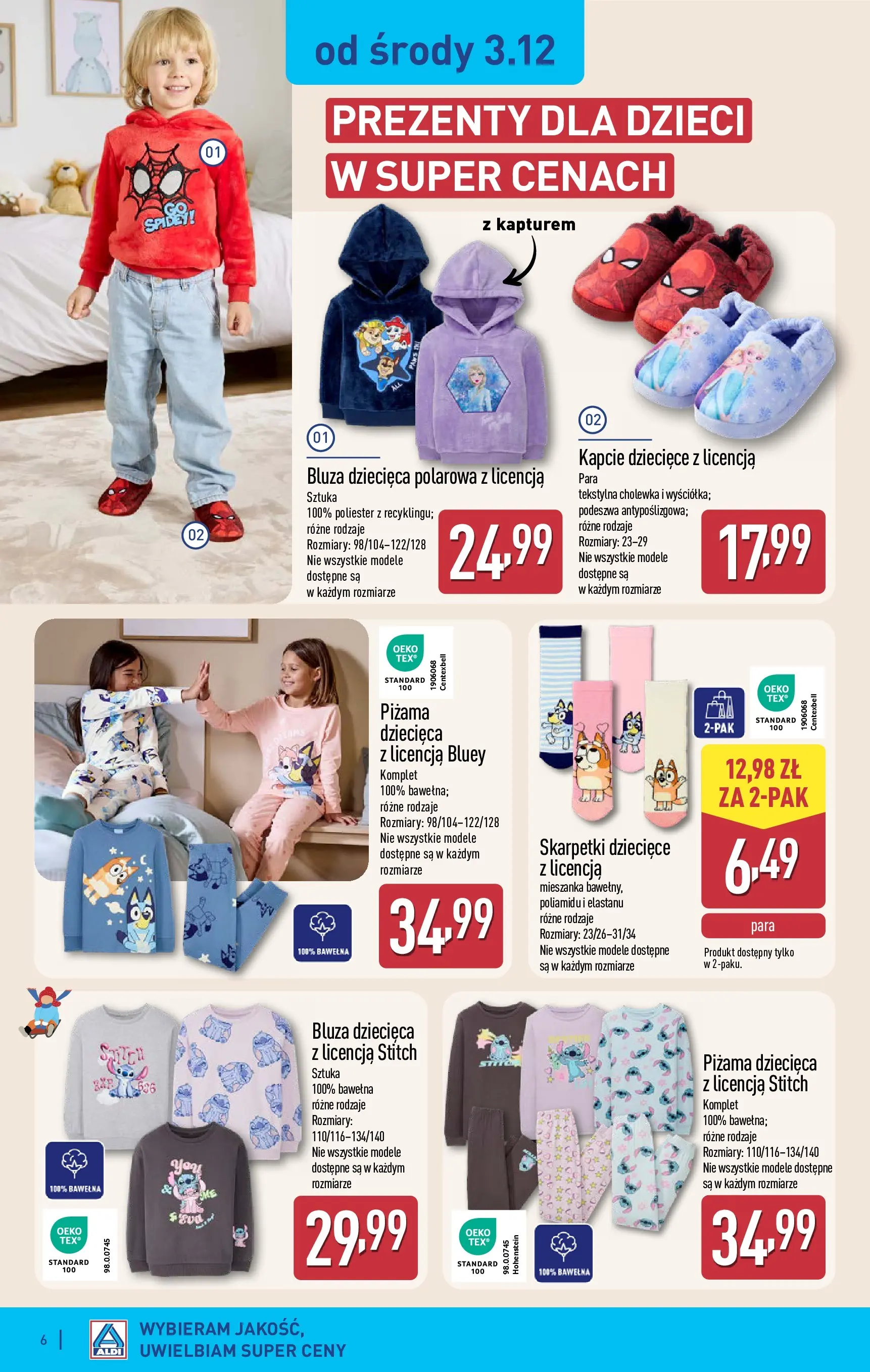 Aldi Gazetka - Hity od Środy i od Soboty od 03.12.2025 - Ulotka PDF, promocje | Strona: 6 | Produkty: Piżama, Kapcie, Skarpetki