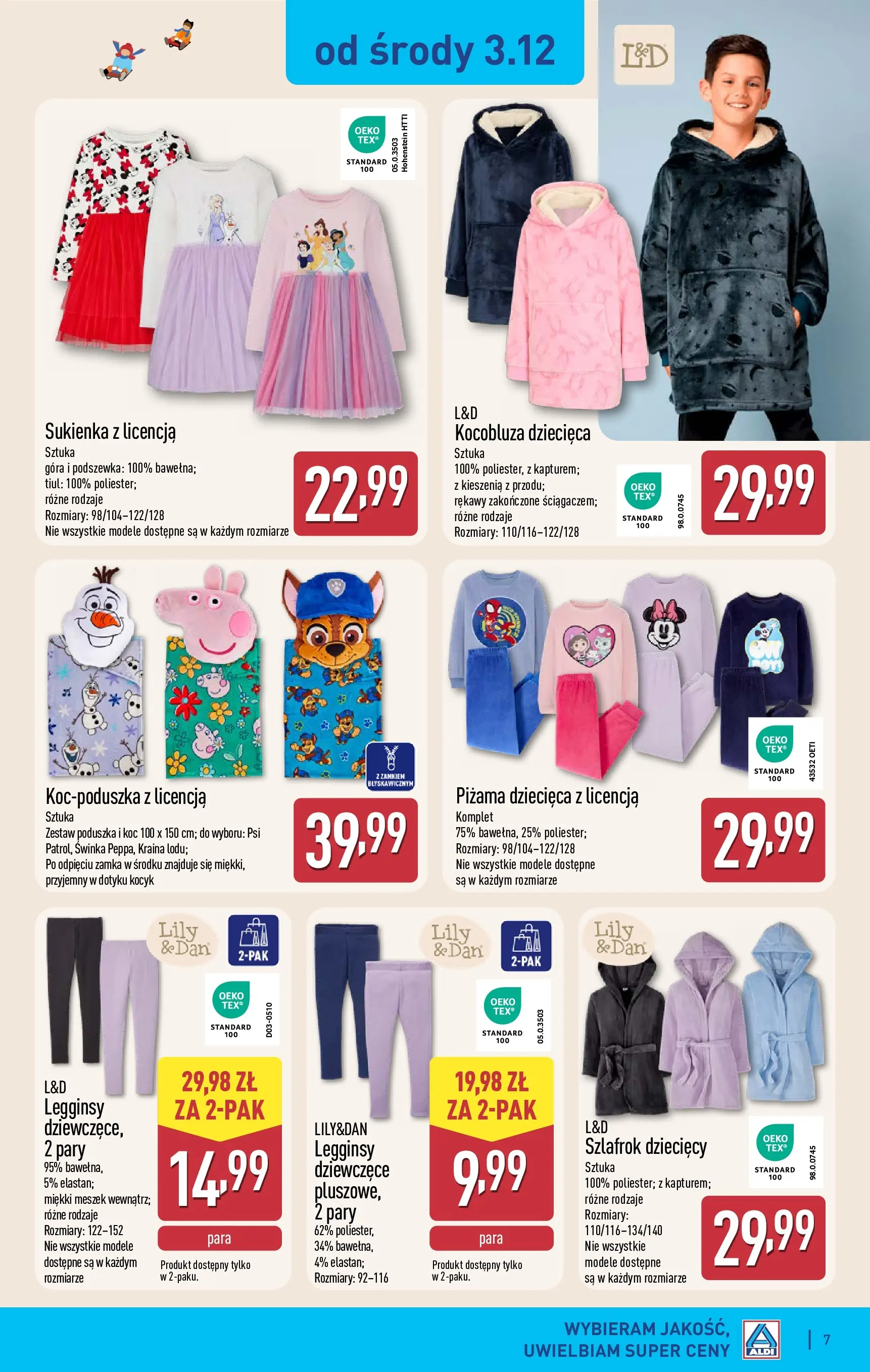 Aldi Gazetka - Hity od Środy i od Soboty od 03.12.2025 - Ulotka PDF, promocje | Strona: 7 | Produkty: Piżama, Legginsy, Sukienka, Poduszka